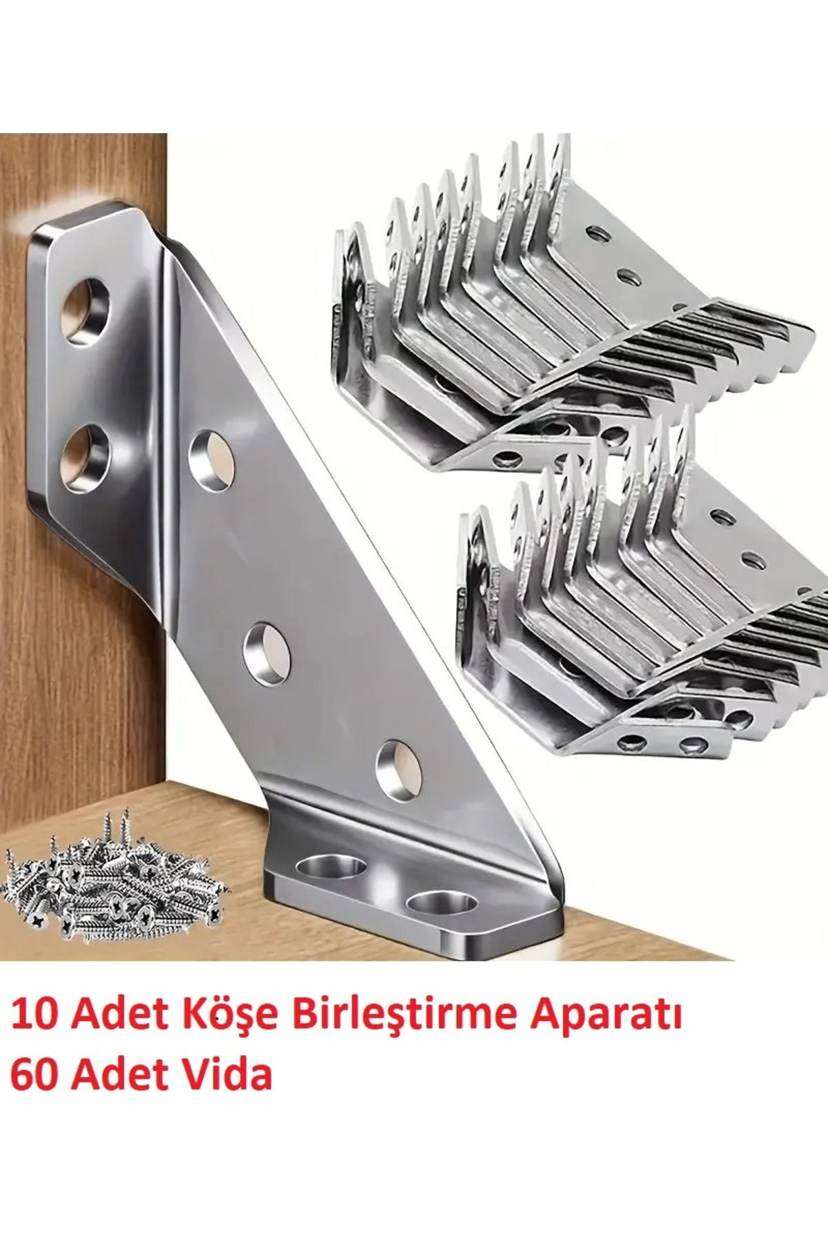 inca2613 10 Adet Ağır Hizmet Tipi Metal Köşe Destekleri Mobilya Eşya Dolap Köşe Birleştirme Sabitleyicisi