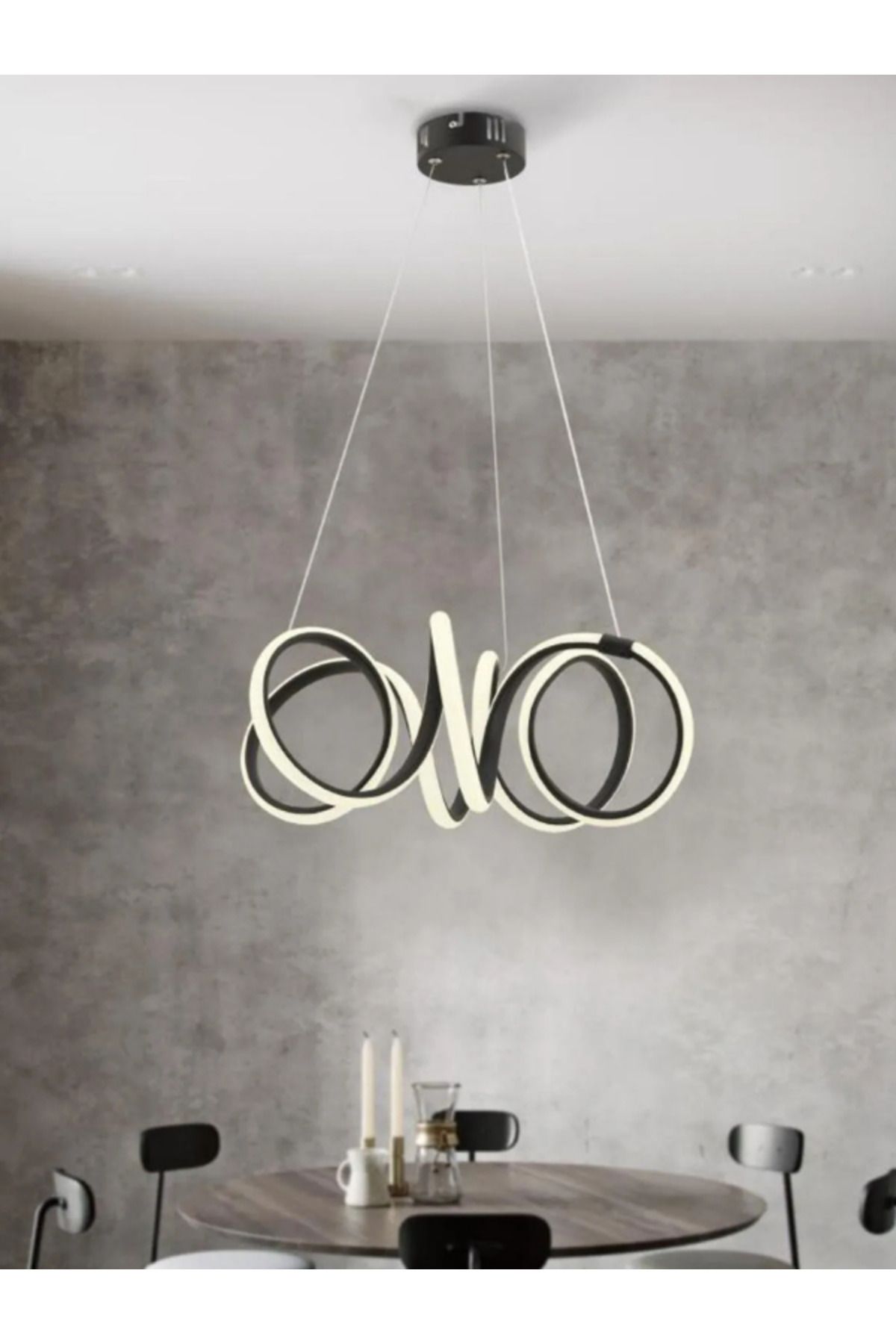 B&F STORE NEW STYLE Dojo Siyah Ledli Modern Beyaz Power Led Avize