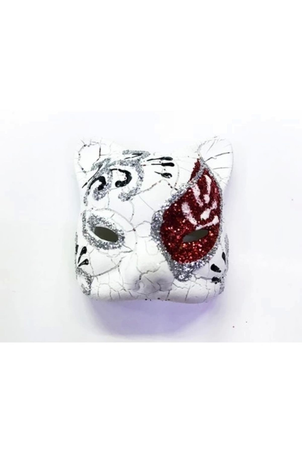 PRATİKOBA Kırmızı İşlemeli Seramik Venedik Kedi Magnet