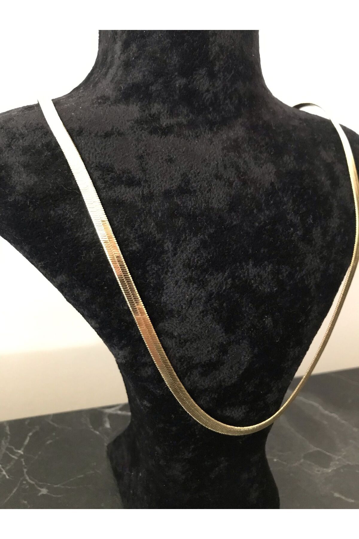 shop PASLANMAZ ÇELİK İTALYAN YASSI GOLD PARLAK KALIN KARARMAZ KOLYE (UZUN)