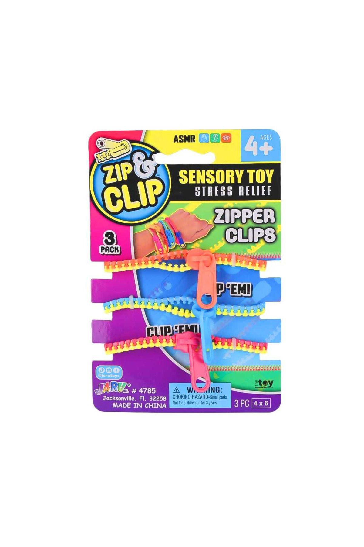 sunman oyuncak JARU ZIP CLIP BİLEKLİK FERMUAR KLİPSLERİ 3 LÜ KARTELA 1 ADET 4+