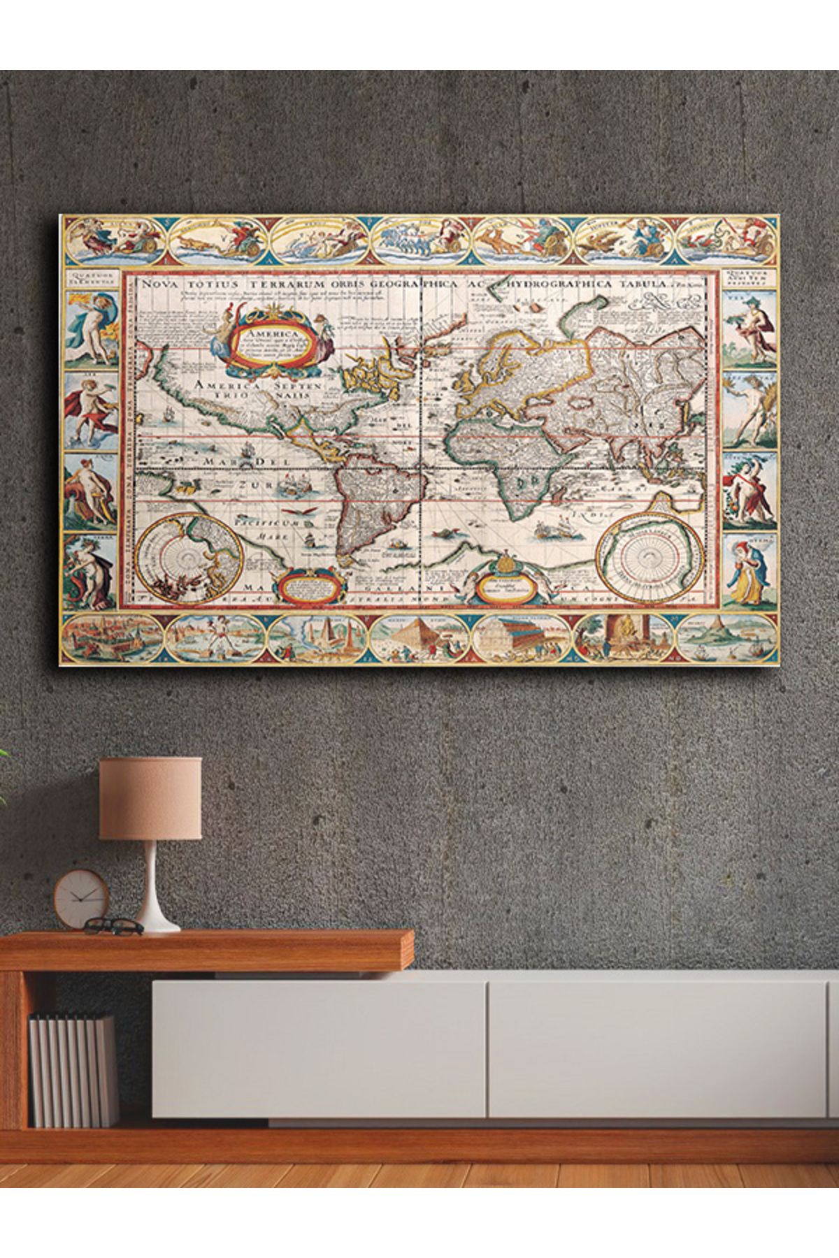 PRİME Concept Kanvas dekoratif harita tablo çerçevesiz 70x120 cm %100 pamuklu kumaş
