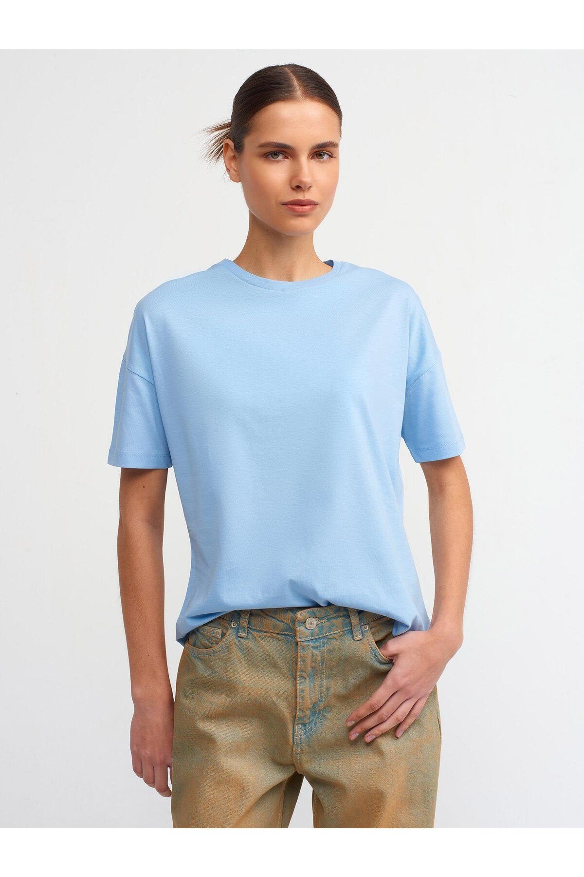 Moda Asrın Basic T-Shirt-Açık Mavi