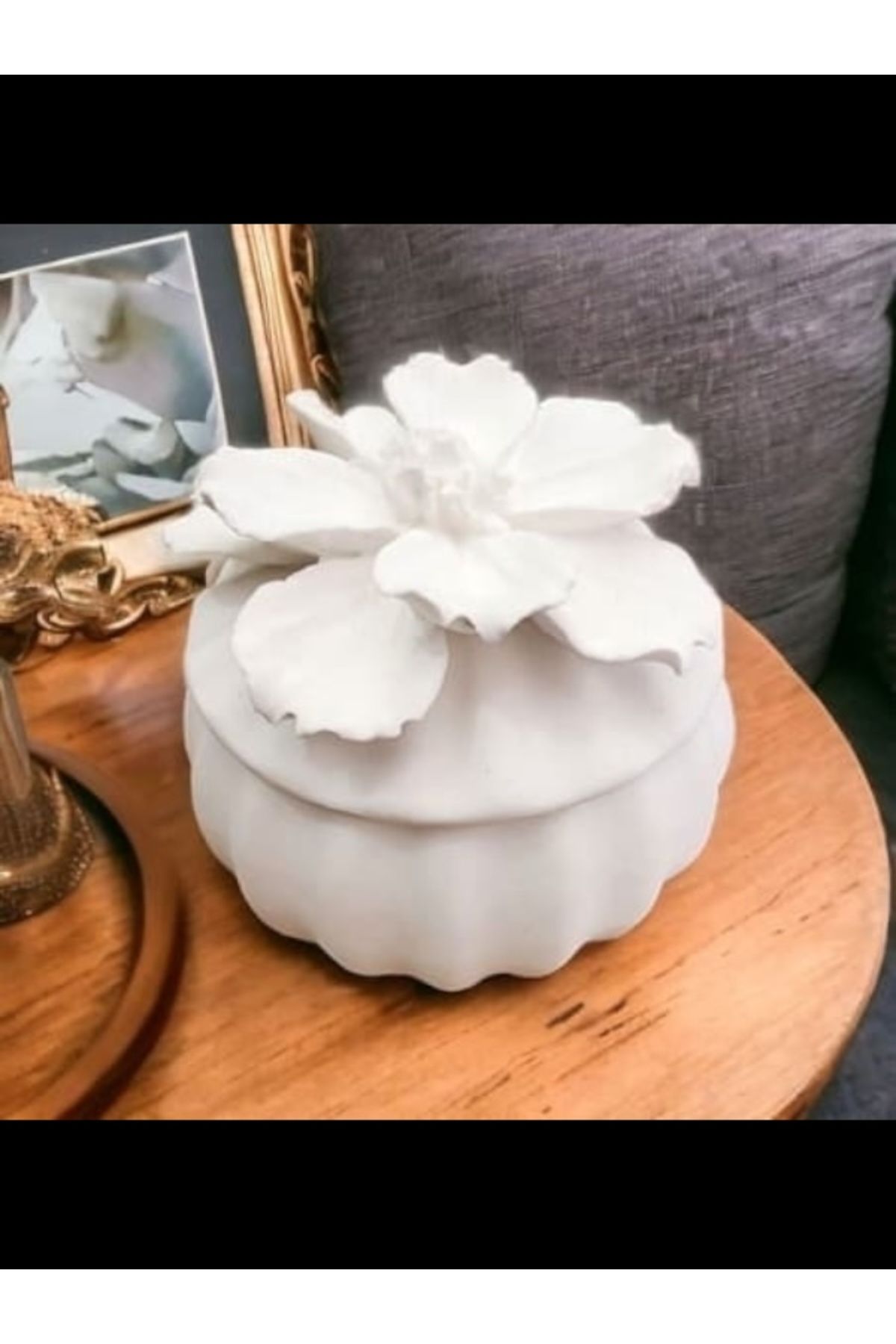Atölye Kiraz Çiçek Kapaklı Dekoratif Aytaşı Kutu – El Yapımı, Boyanabilir Obje 8x7x7 cm
