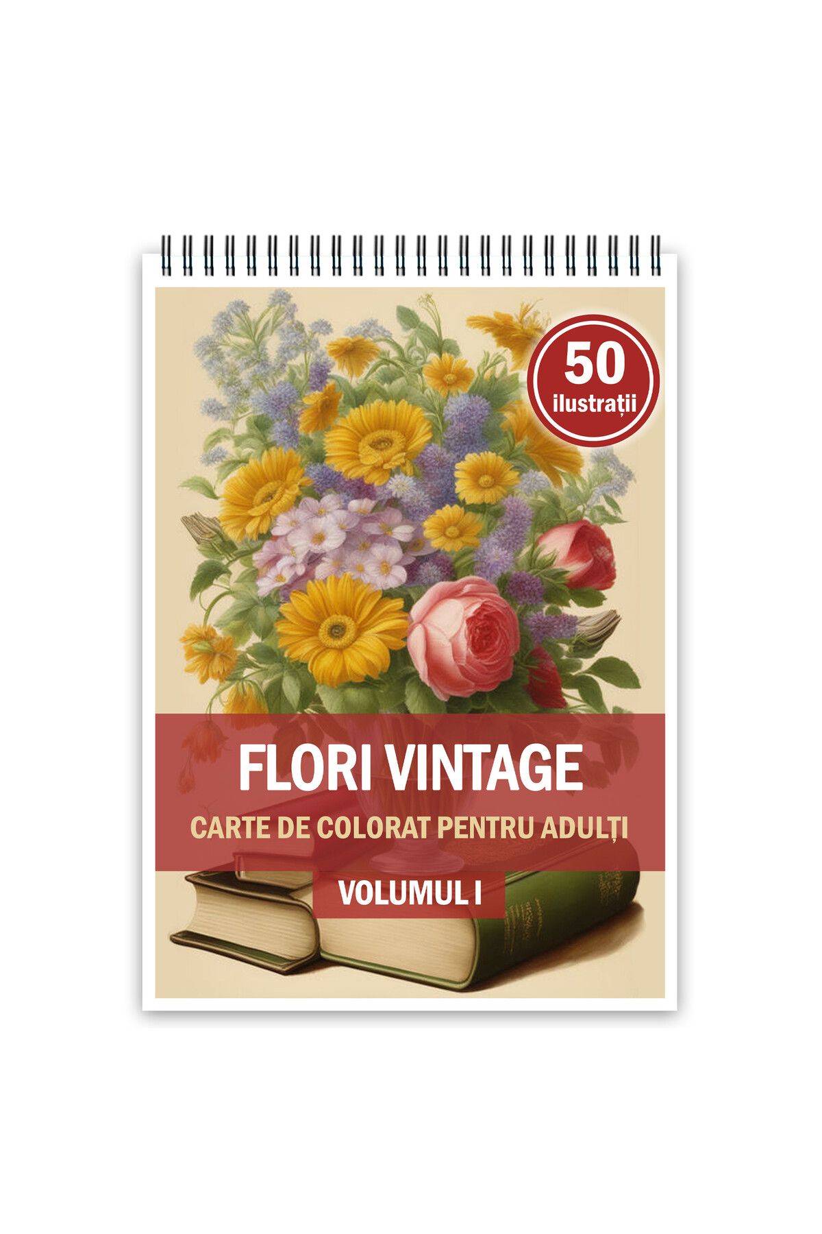 Legendary Gifts Carte De Colorat, 50 De Ilustratii, Flori Vintage - Volumul I, 106 Pagini, Format: A5 - One Size