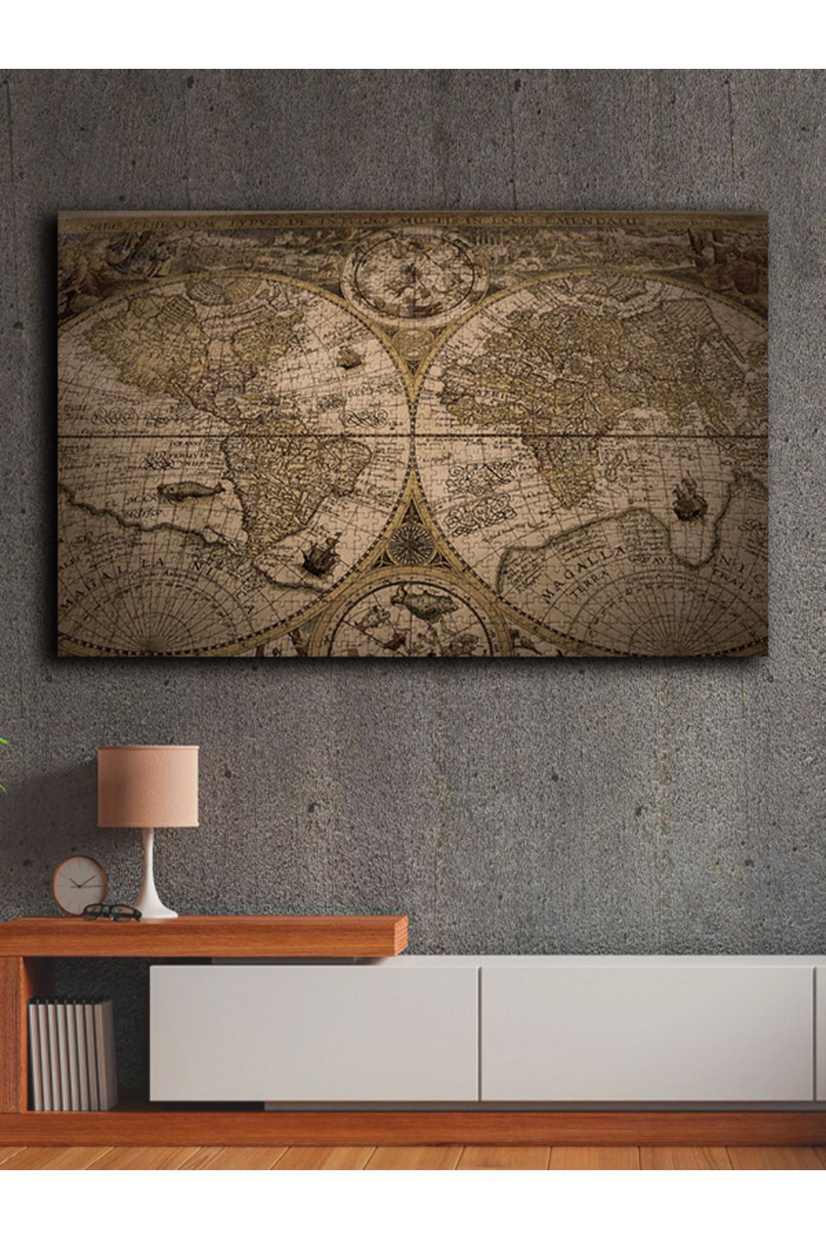 PRİME Concept Kanvas dekoratif harita tablo çerçevesiz 70x120 cm %100 pamuklu kumaş