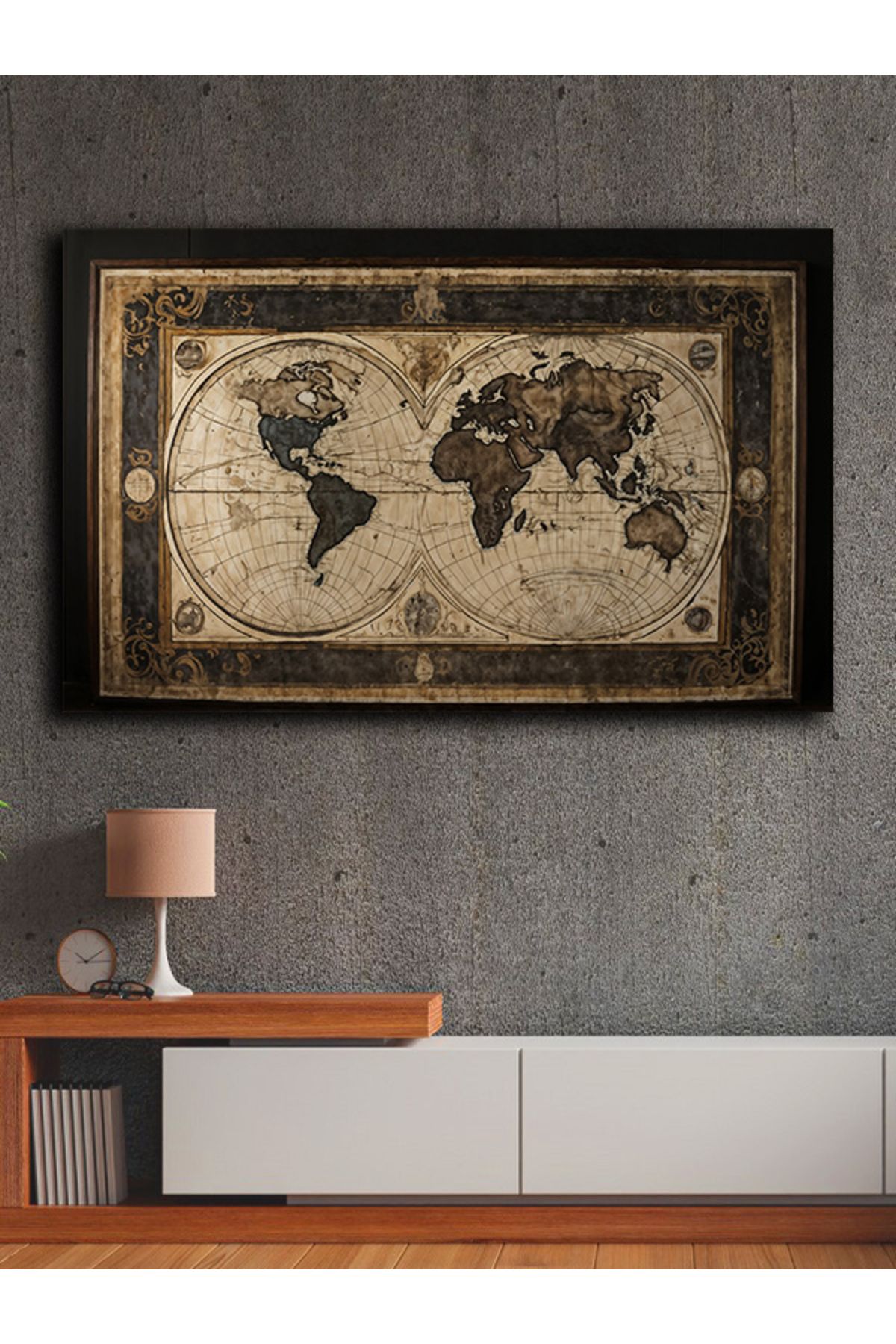 PRİME Concept Kanvas dekoratif harita tablo çerçevesiz 70x120 cm %100 pamuklu kumaş