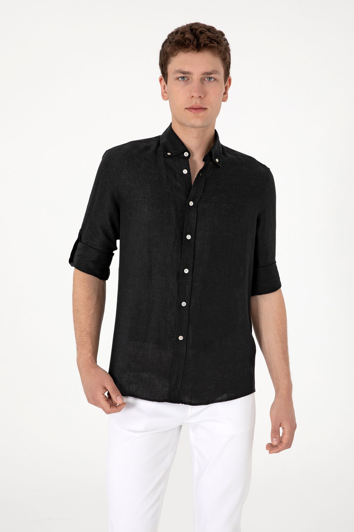 U.S. Polo Assn. Erkek Siyah Uzun Kollu Gömlek 50299597-VR046