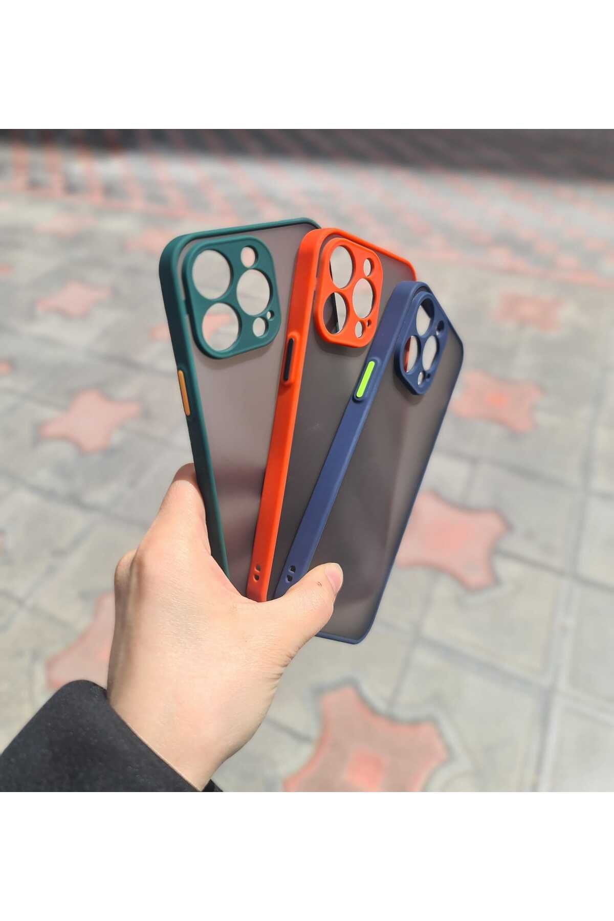 CEP-HANE Apple iPhone 14 Pro Max Kenarları Renkli Kamera Korumalı Transparan Kılıf