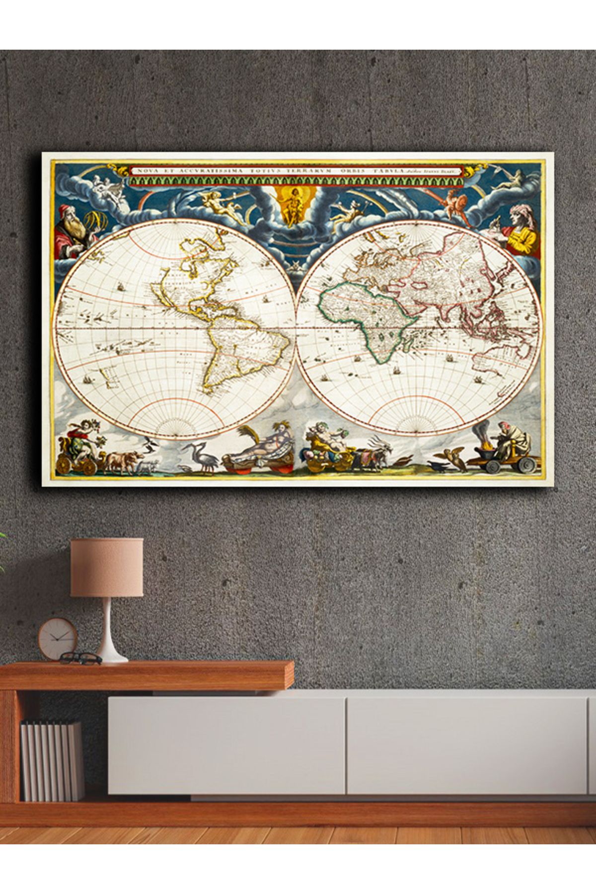 PRİME Concept Kanvas dekoratif harita tablo çerçevesiz 70x120 cm %100 pamuklu kumaş