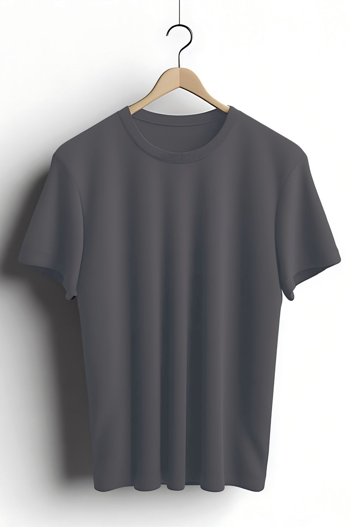 Zestia Unisex T-Shirt, Düz Basic, Regular, %100 Pamuk, Antrasit T-Shirt No: 00481