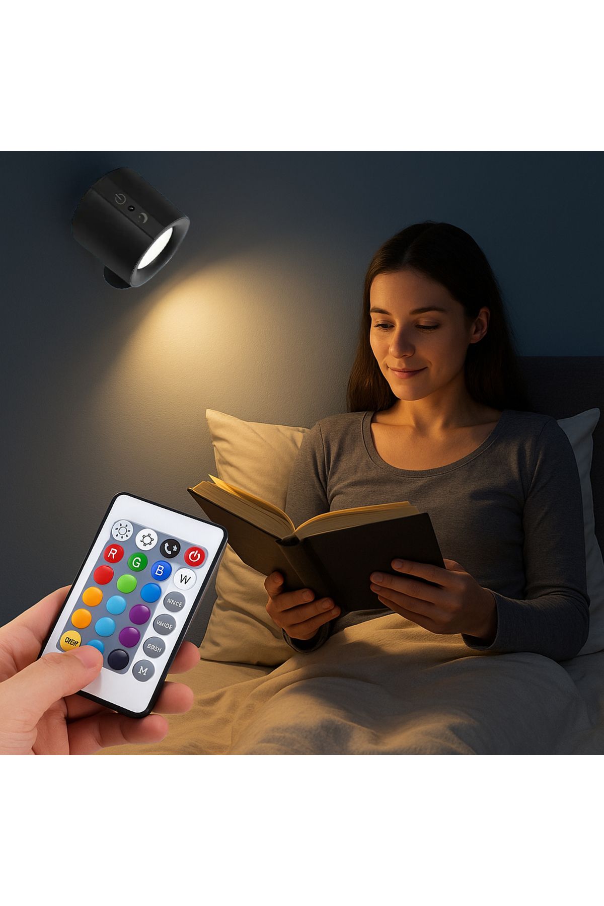 Coverzone Magnetik Yapışkanlı Uzaktan Kumandalı Işık Oda Salon Işıklandırma İç Mekan Şarjlı Lamba BD80A Siyah