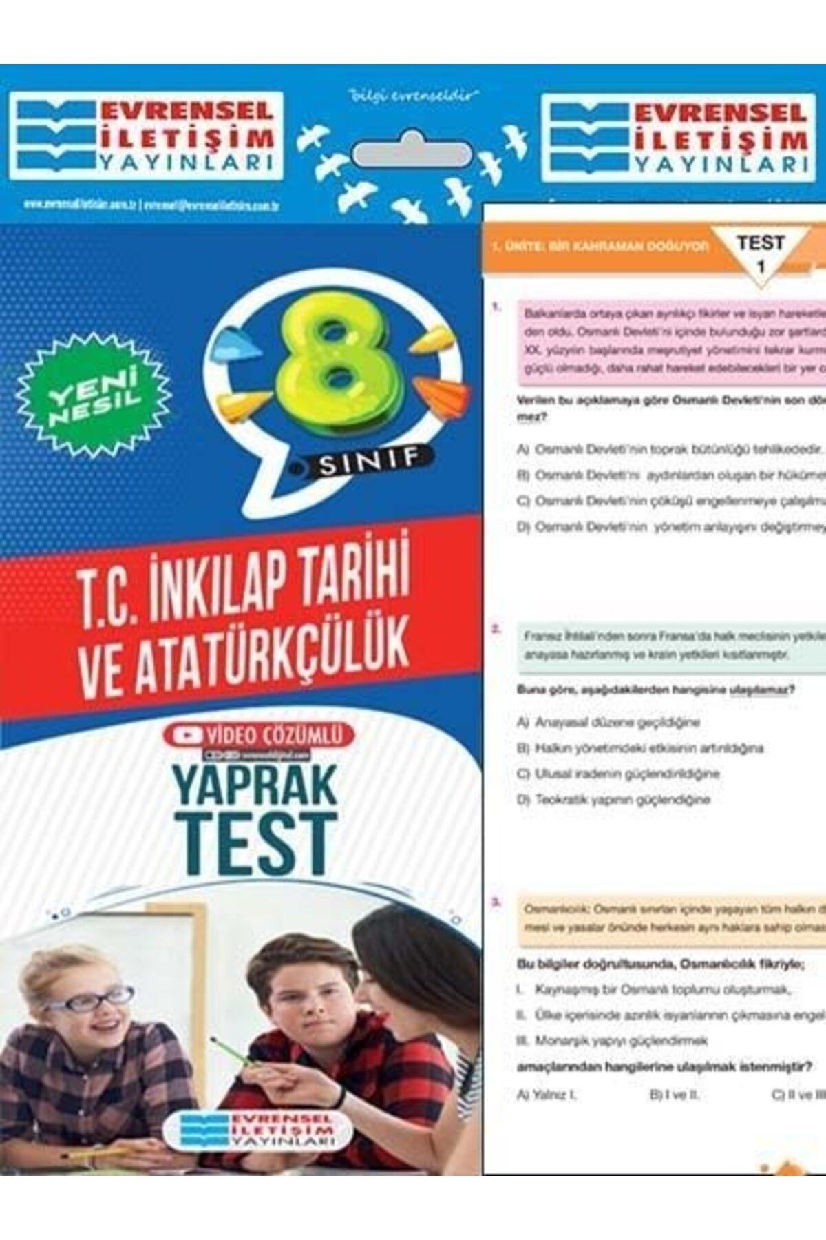 Ankara Kitap Merkezi 8. Sınıf T.C. İnkılap Tarihi ve Atatürkçülük Yeni Nesil Video Çözümlü Yaprak Test Evrensel İletişim