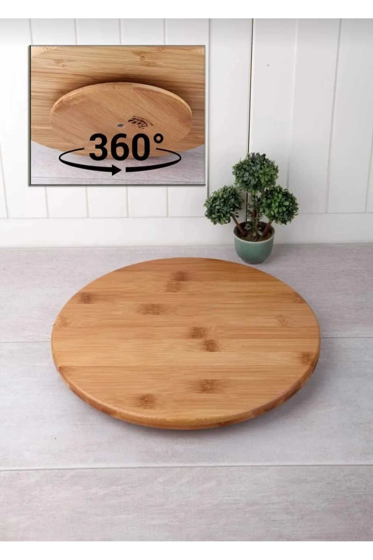 AVMSTORE Bambu Döner Standlı Pizza Servis Sunum Tabağı 28 Cm