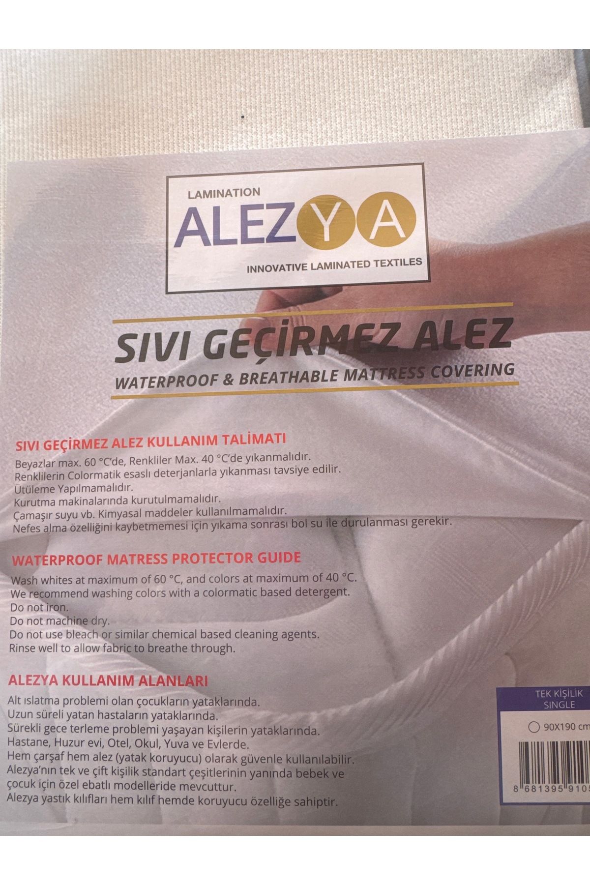 Alezya KÖŞE LASTİKLİ SIVI GEÇİRMEZ YATAK ALEZİ