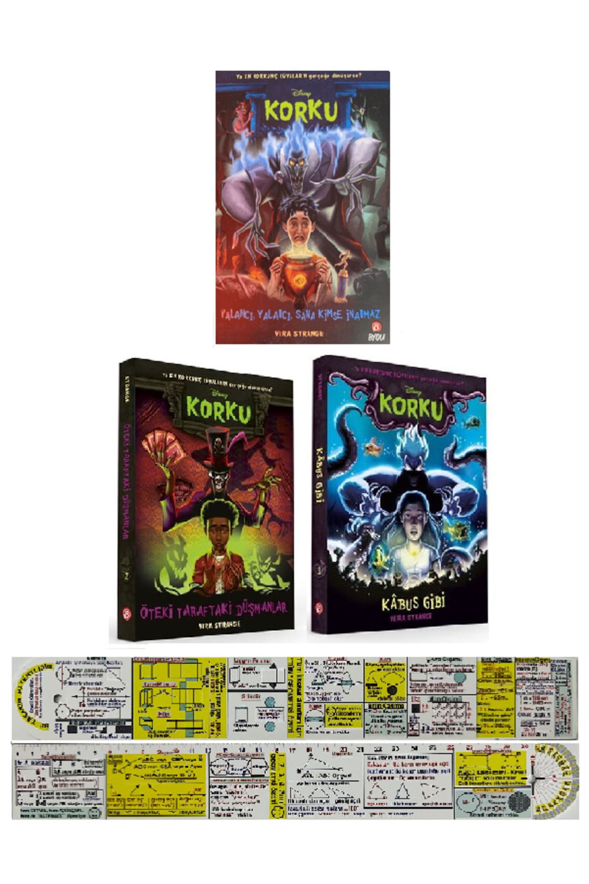 Alfa Yayınları Disney Korku 3'lü Set / Yalancı Yalancı - Öteki Taraftaki Düşmanlar - Kabus Gibi + Mat. Cetvel