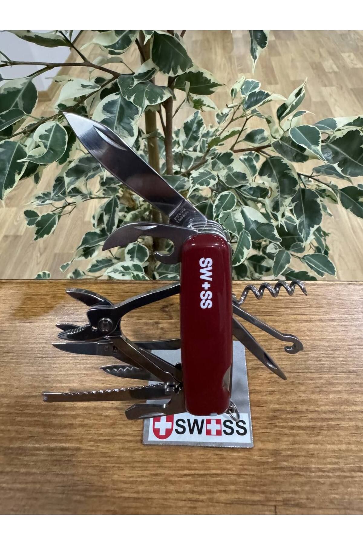 SWISS 13 Fonksiyonlu Orijinal Isviçre Çakısı Paslanmaz Çelik Kamp Outdoor Günlük Kullanım