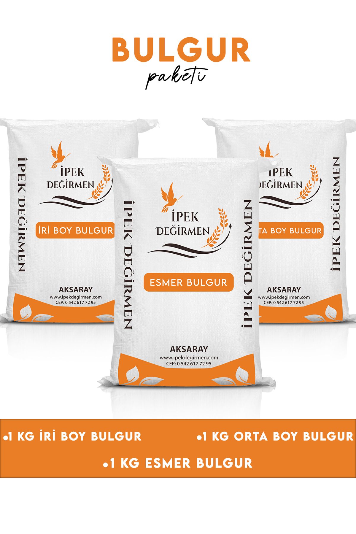İpek Değirmen 3 KG Aile Boy Taş Değirmen Bulgur Paketi