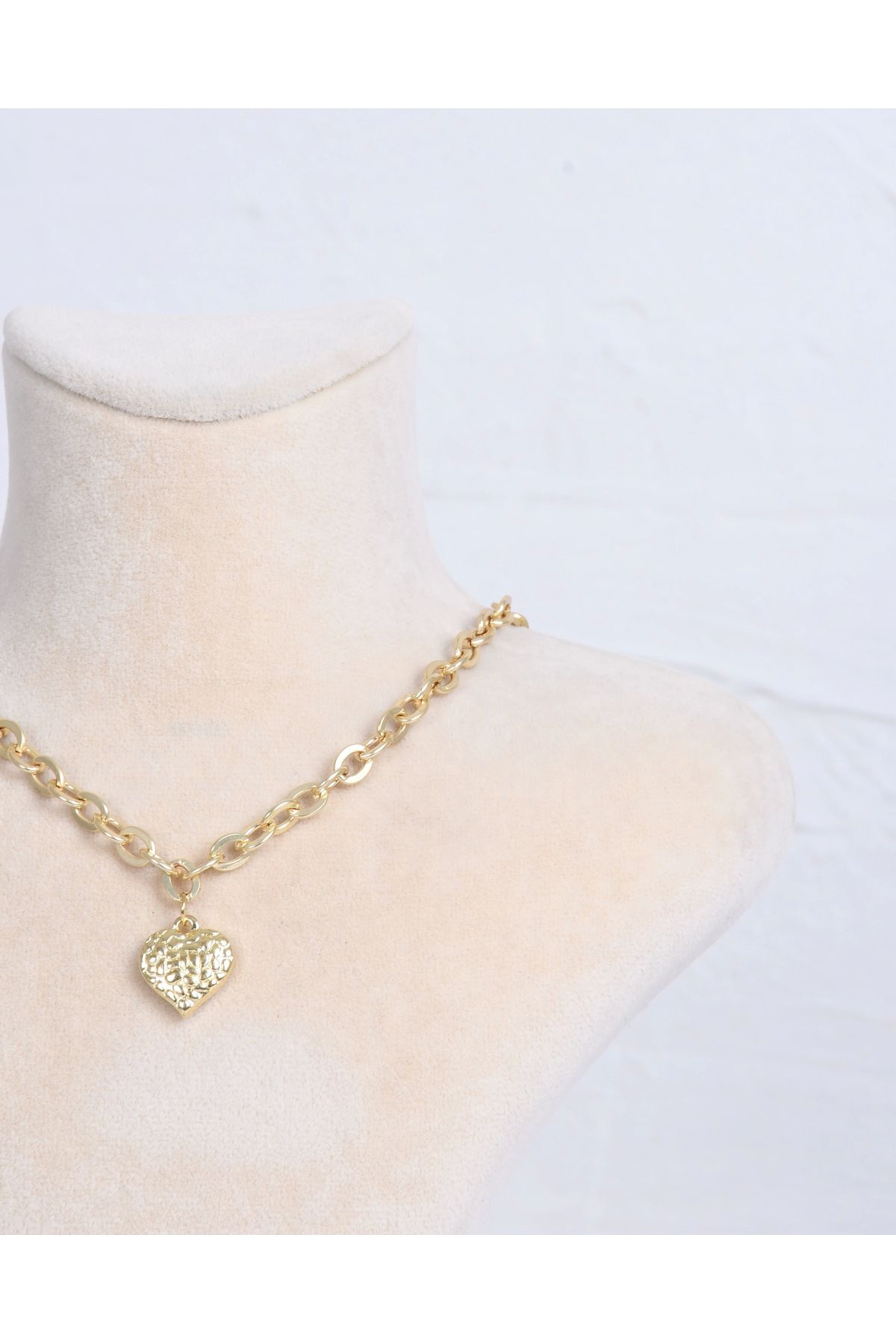 shiva accessorie Zincir Model Gold Kalpli Ezme Kolye