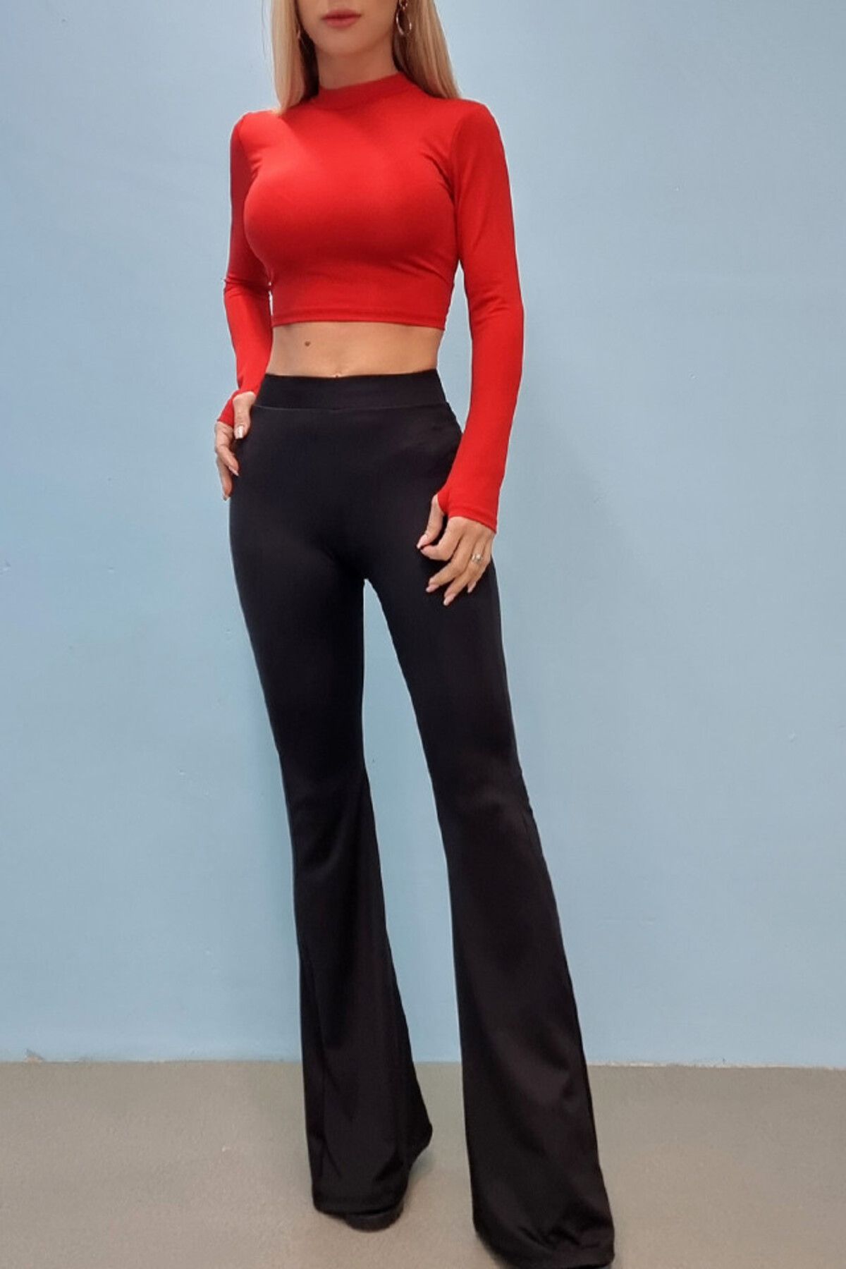 FashionForYou-Loret Short Blouse, With Pattern On The Back, Red, S 3