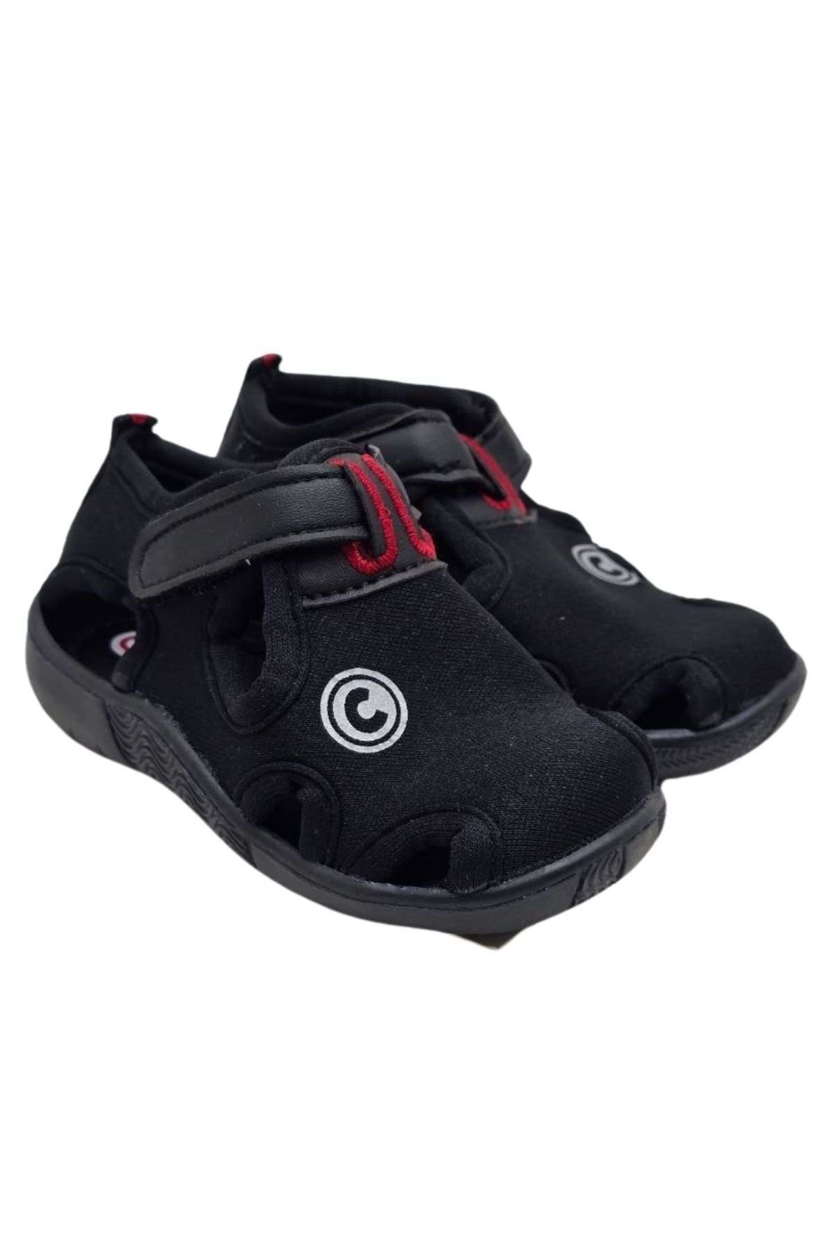 wakawakakidsstore Siyah Cırt Cırtlı Erkek Çocuk Bebek Sandalet