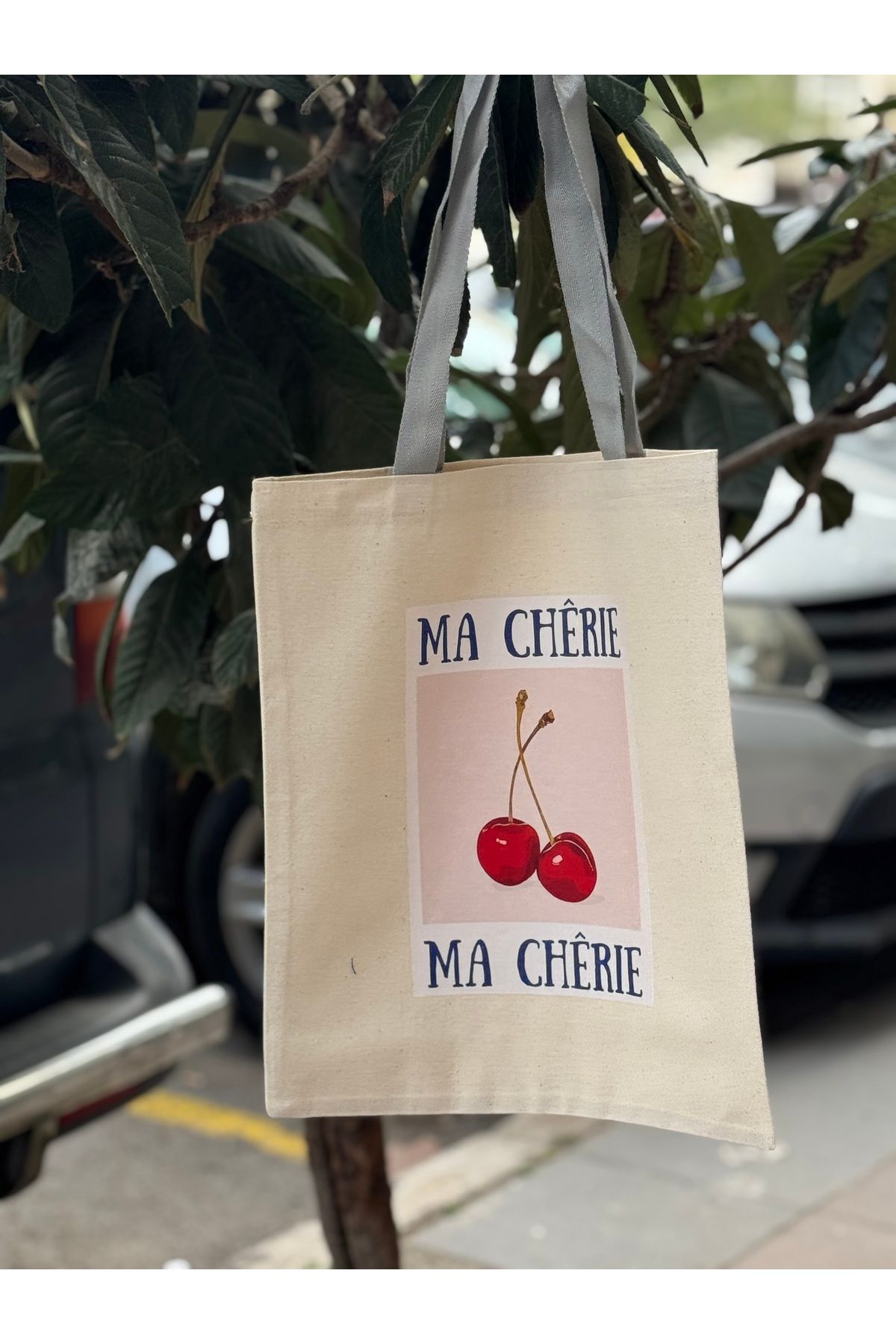 Minderya Baskılı Shopping Bag Keten Alışveriş Çantası