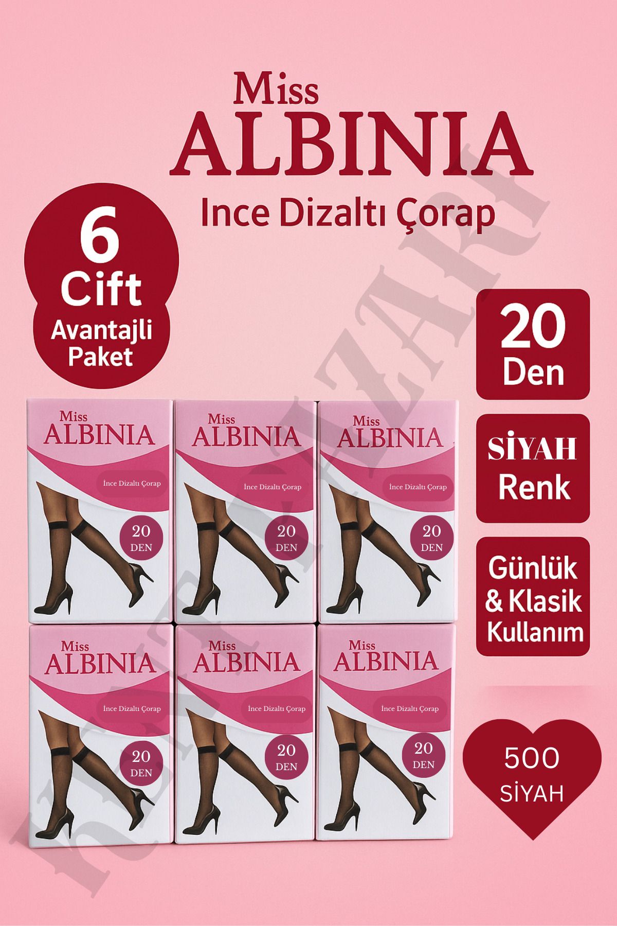 Kent Pazarı 6'lı İnce Diz Altı Çorap 20 Den – Kadın Günlük & Klasik Giyim Uyumlu