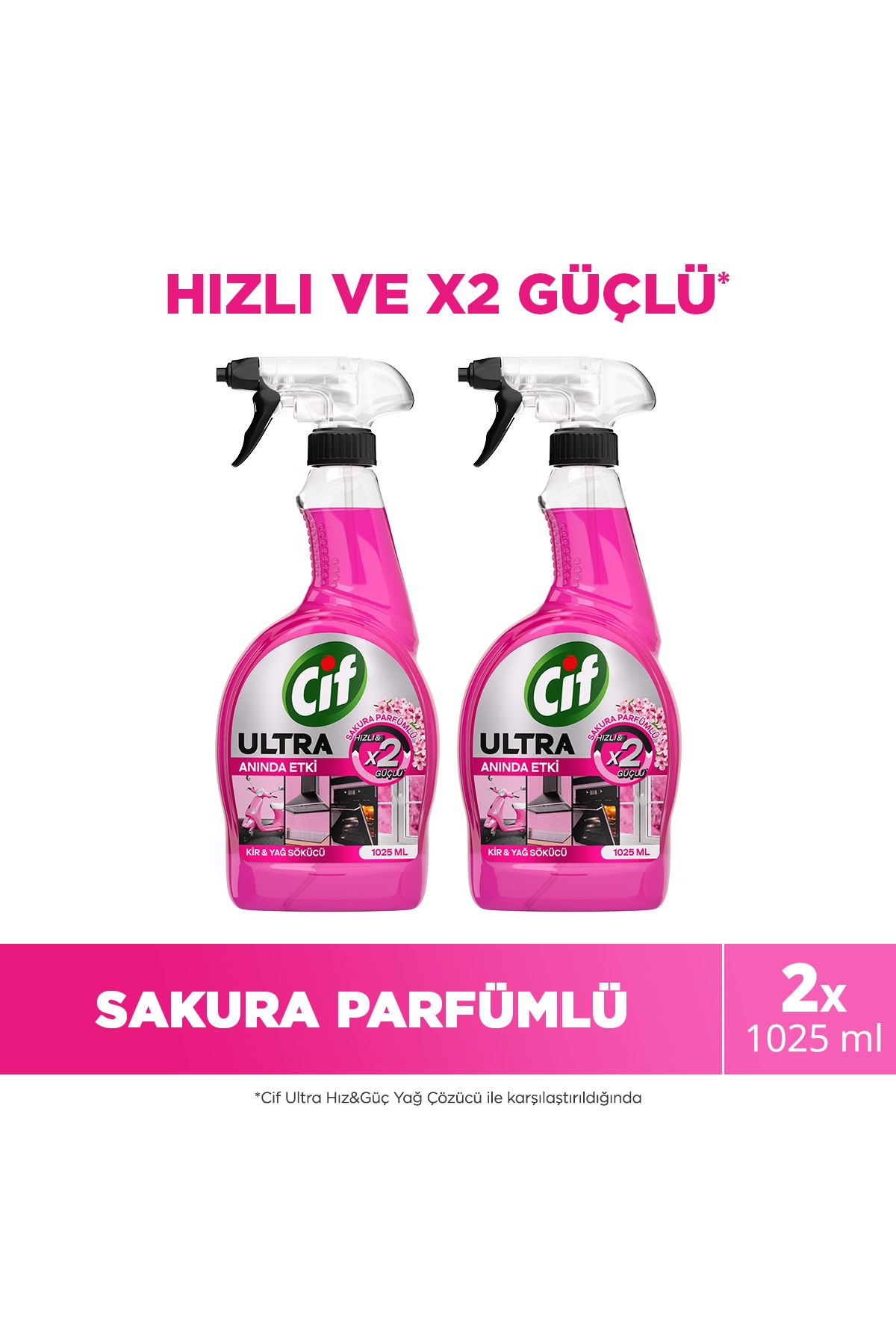 Cif Ultra Sprey Sakura Parfümlü Kir ve Yağ Sökücü 1025 ml x2
