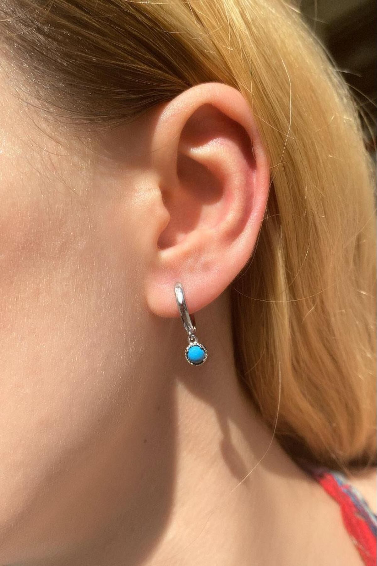 Spossy Silver Jewelry Minimal Yuvarlak Taşlı Küpe
