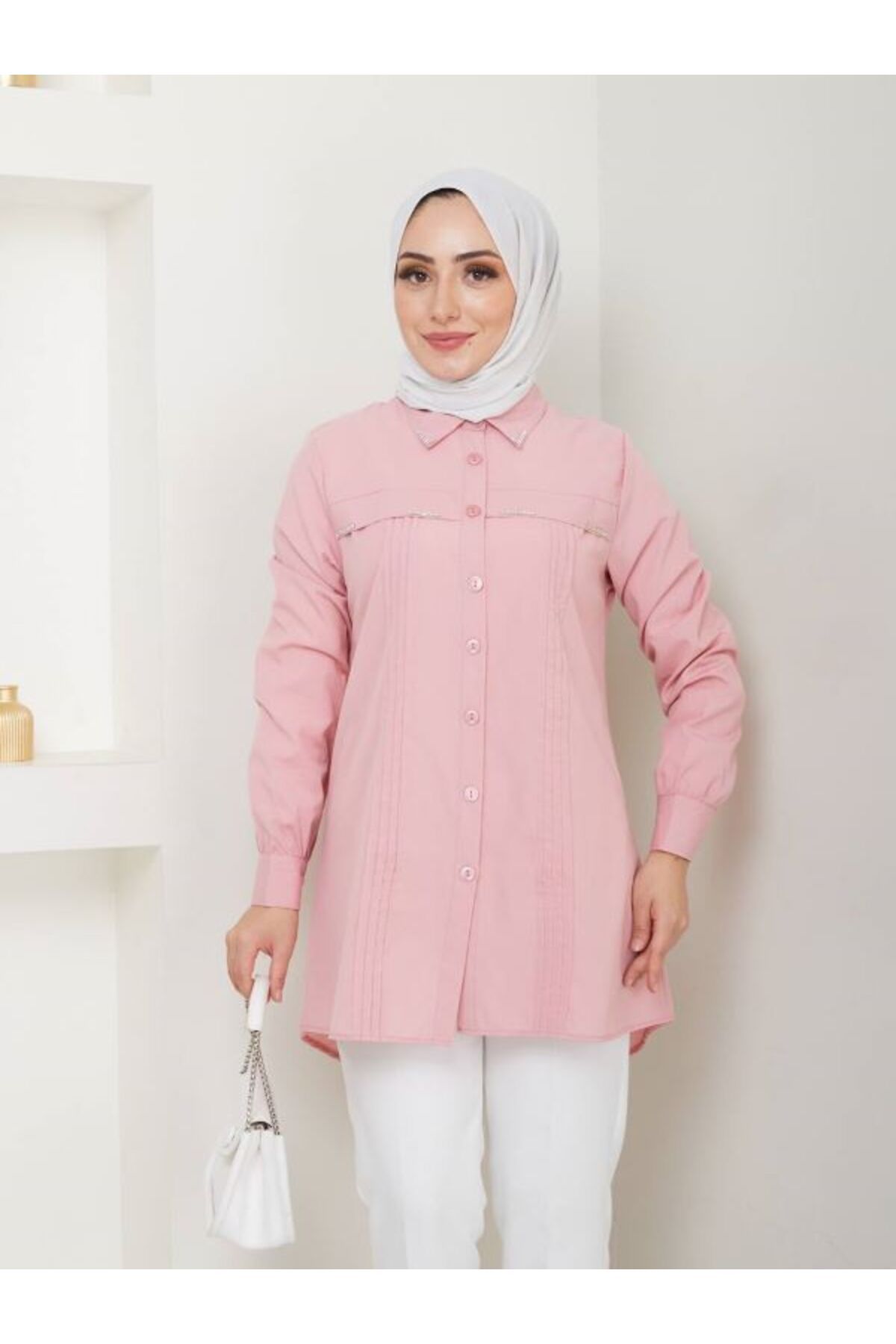 Aşkın fashion taş nervül detaylı tesettür tunik