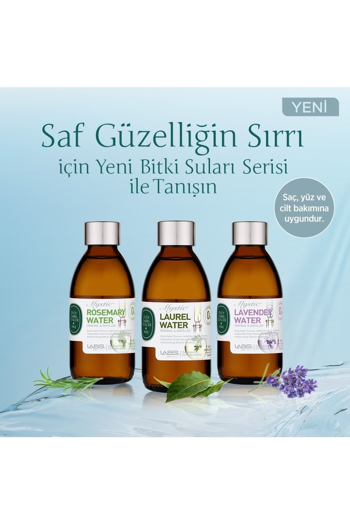 Eyüp Sabri Tuncer EYÜP SABRİ TUNCER MİSTİK LAVANTA-DEFNE-BİBERİYE SUYU 200 ML x 3 - Cam Şişe