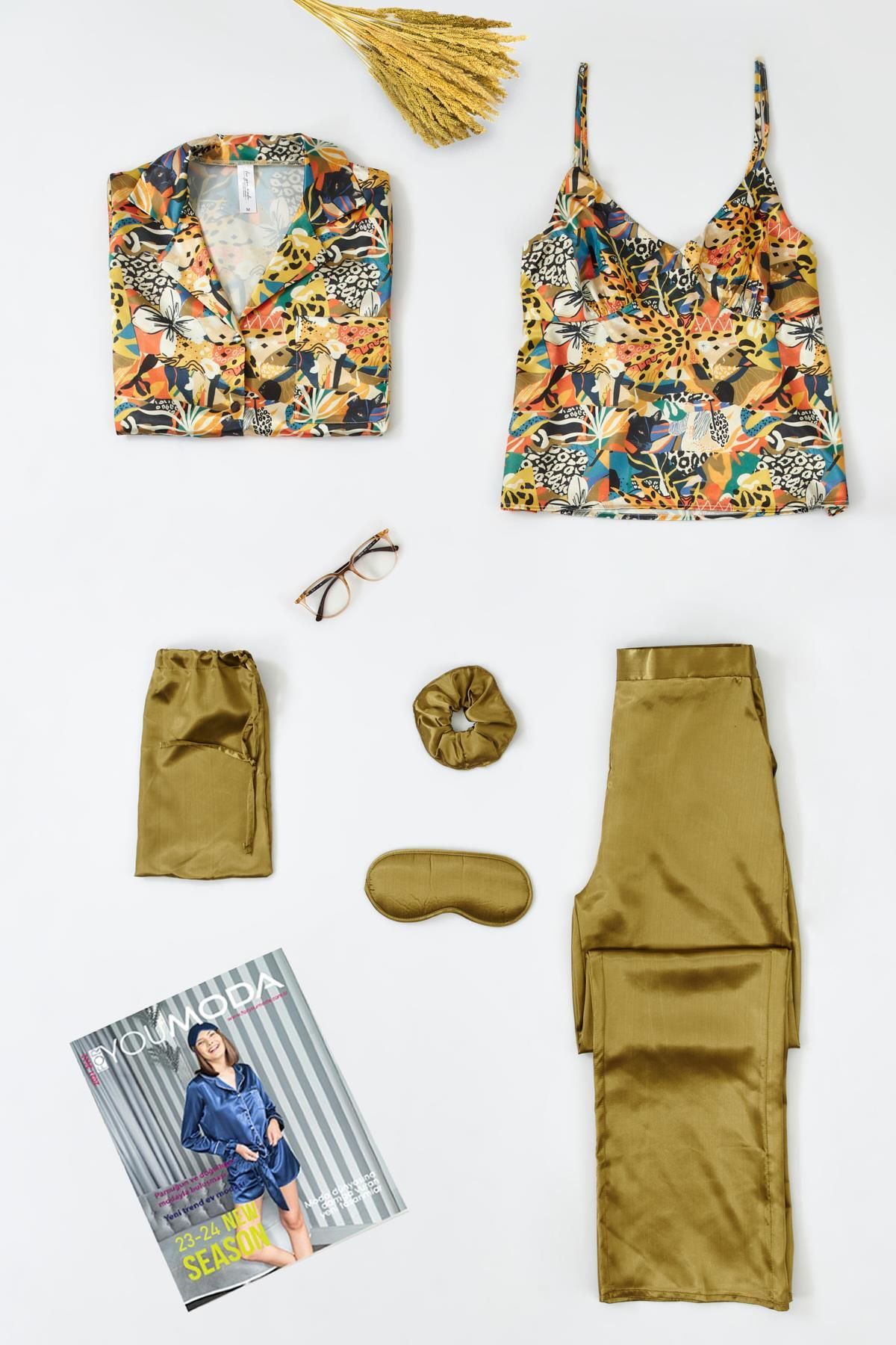 FOR YOU MODA 6'lı Desenli Yeşil Pijama Takımı