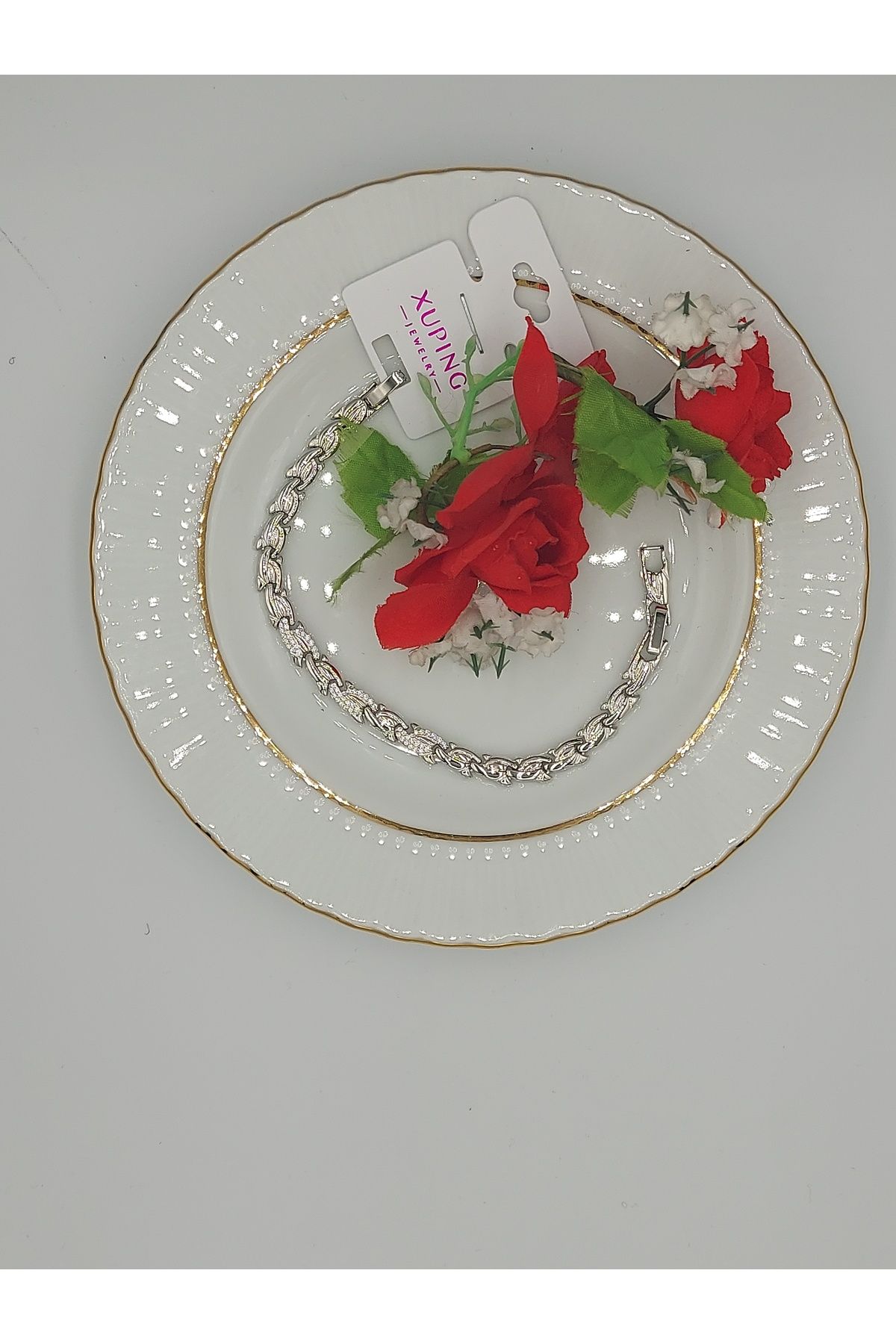 XUPING JEWELRY Xupıng Gümüş Renk Çelik Bileklik 17+2 Cm