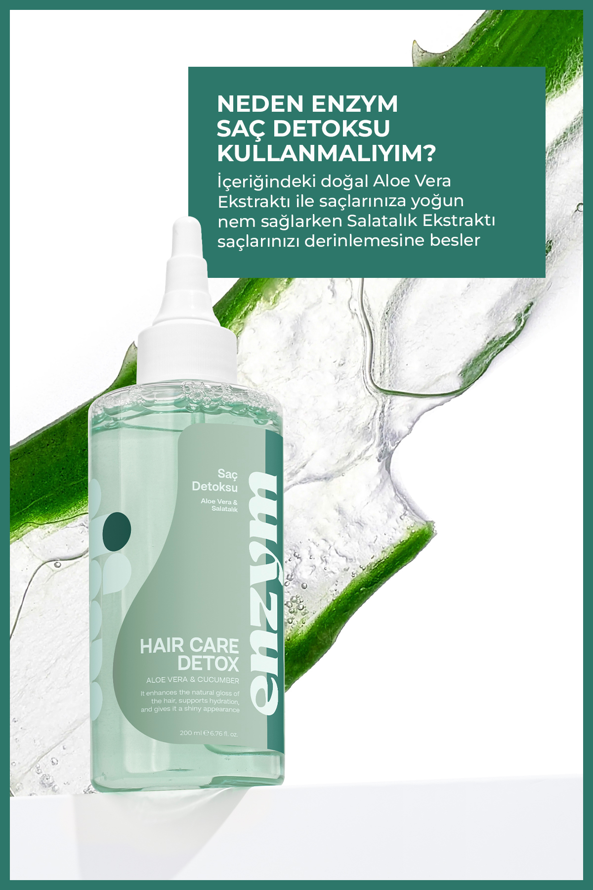 Doğal Saç Bakım Detoksu Besleyici Aloe Vera Ve Salatalık Tonik 200 ml — 300001 — تصویر 3 از 5