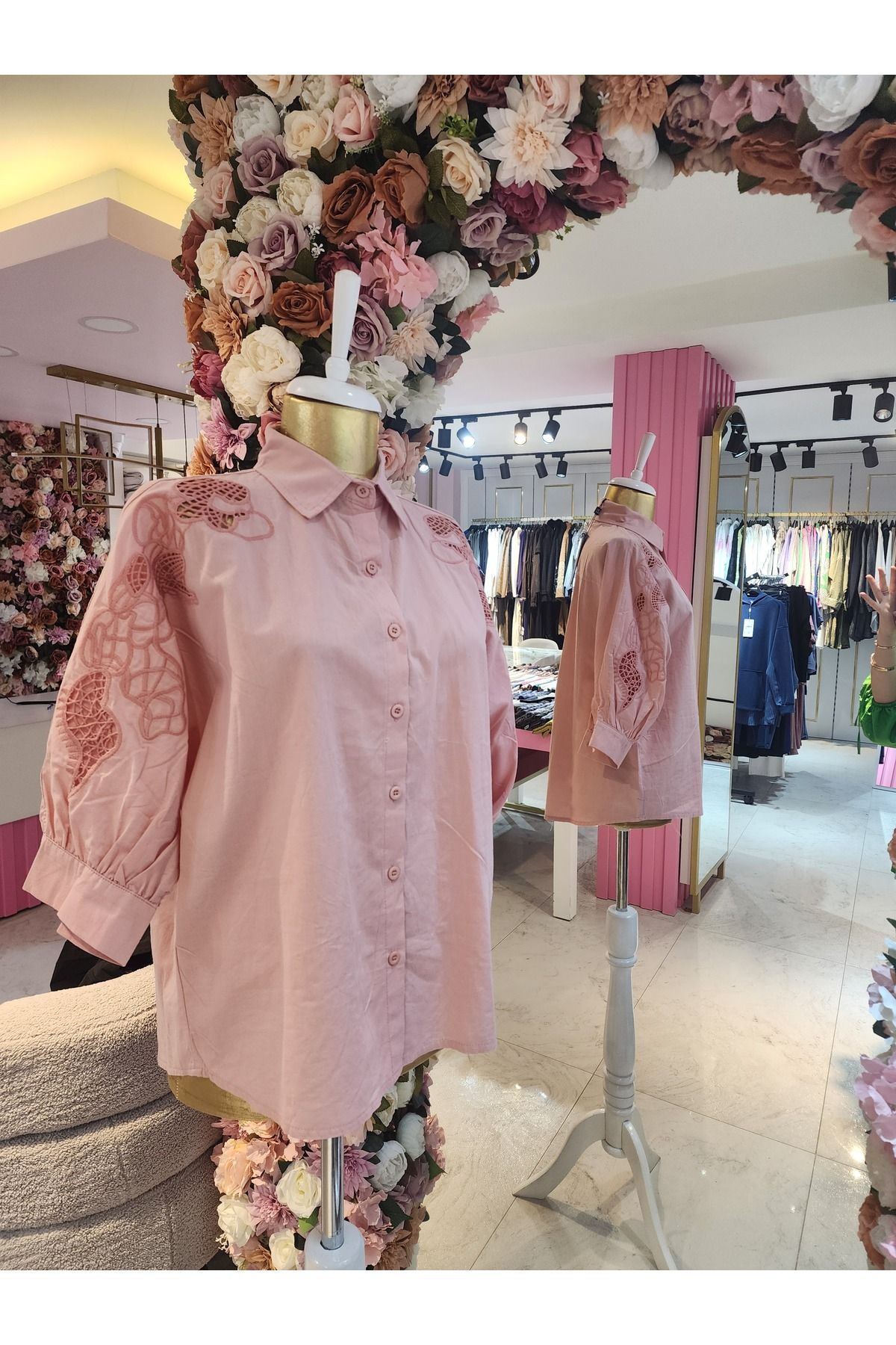 On Fashion kadın pembe gömlek
