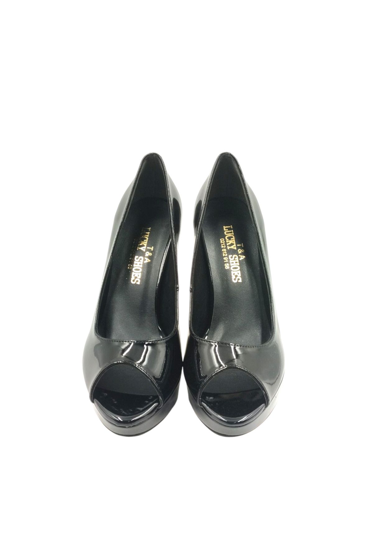 Escarpinshoes KADIN TOPUKLU PLATFORMLU BURNU AÇIK ABİYE ŞIK AYAKKABI