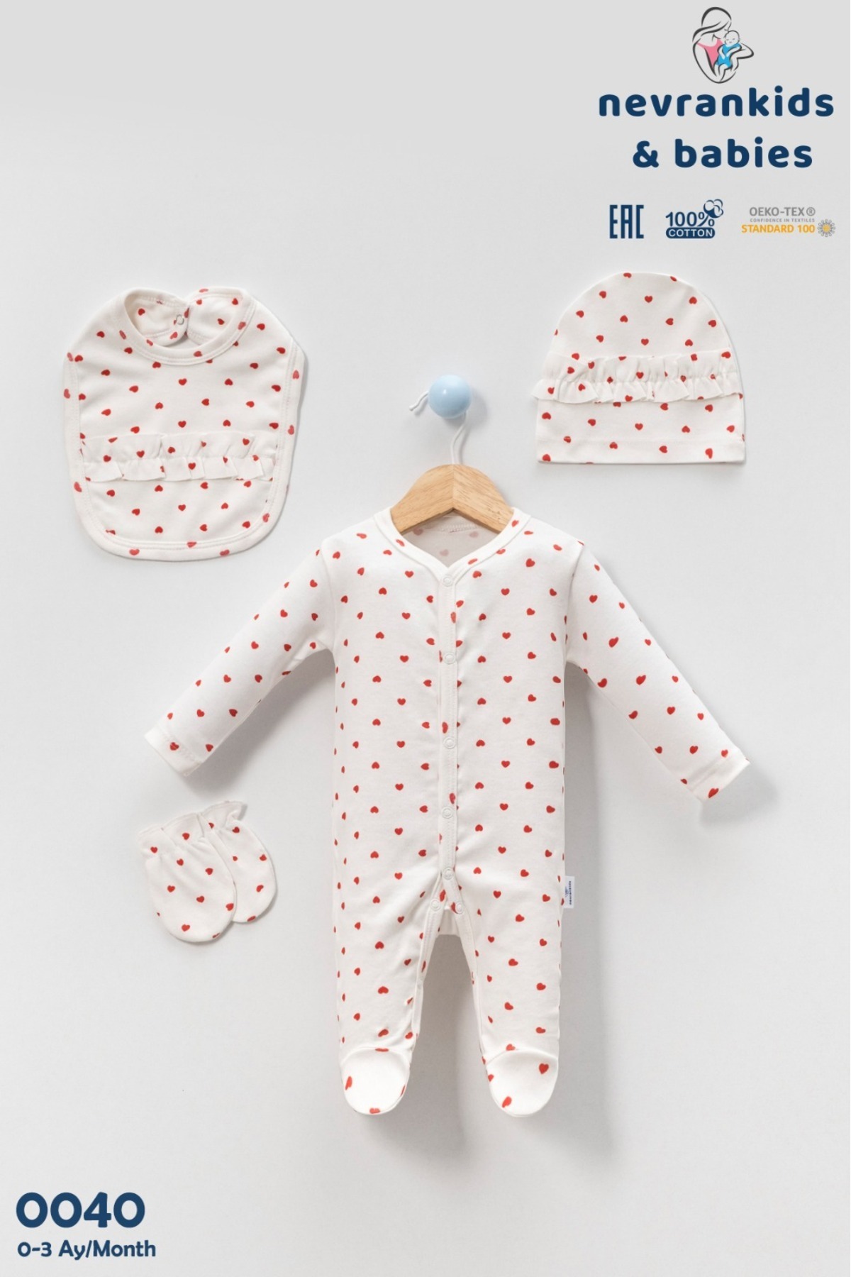 nevrankids Heart Pattern Nervür'lü Fransız Şapka Fistolu Önlüklü Tulum'lu Eldivenli H.çıkışı fotoğrafı 5 (önizleme)