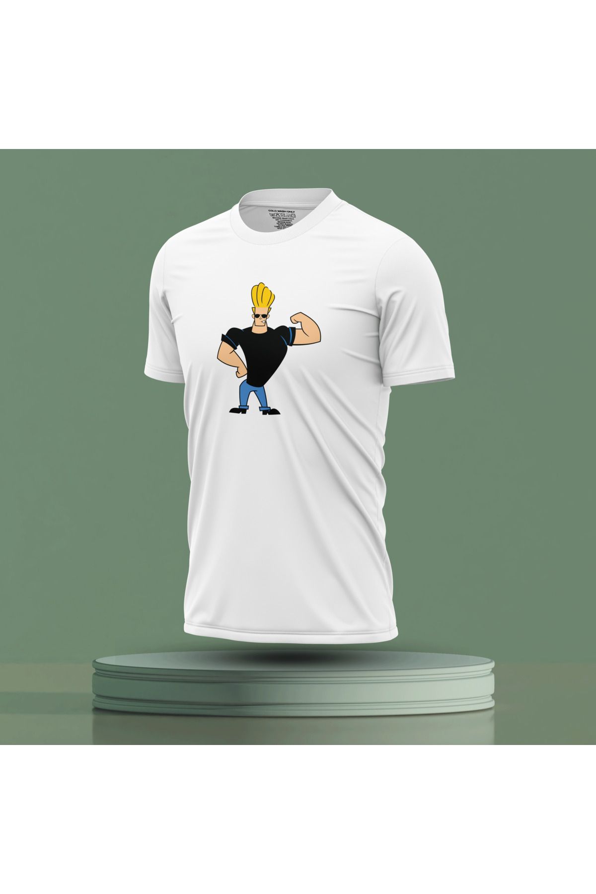 Bulvar Lee Erkek Sıfır Yaka Johnny Bravo Baskılı Yazlık T-Shirt