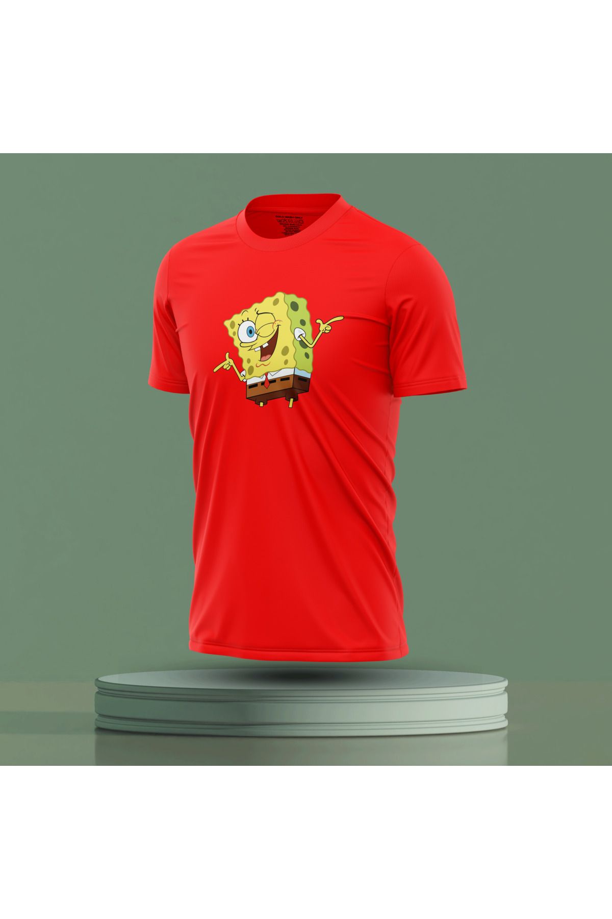 Bulvar Lee Erkek Sıfır Yaka SpongeBob Baskılı Yazlık T-Shirt