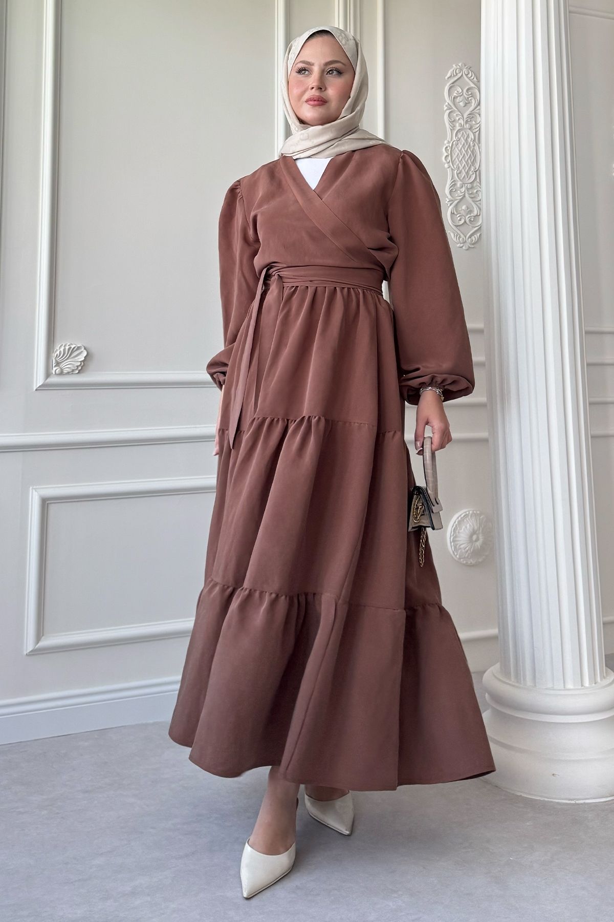 InStyle Modal Cupra Bolero Etekli Kahverengi Takım
