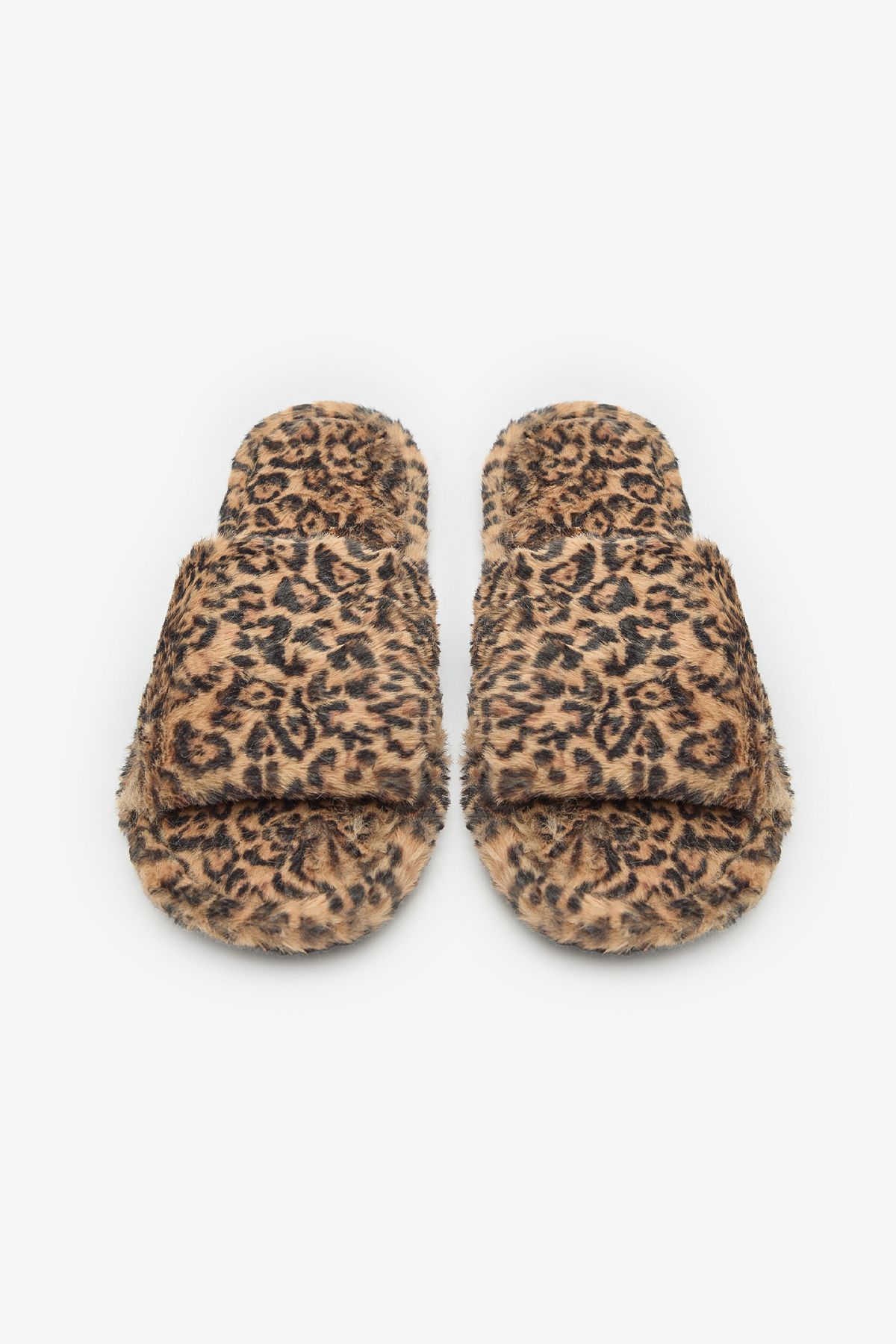 Penti-Leopard Flauschige Beige Hausschuhe 1