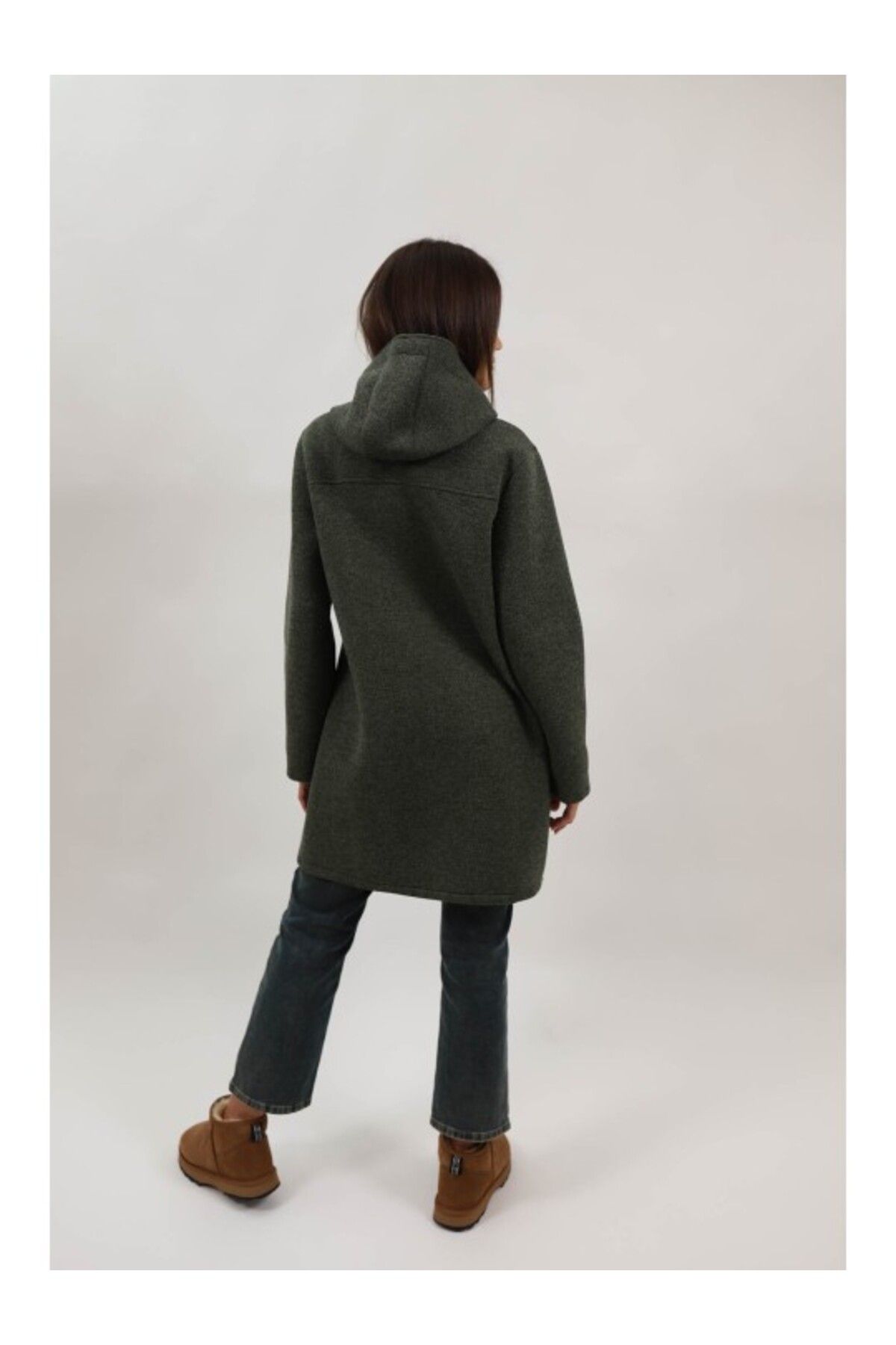 Lamiar-Alessandra Midi Coat With Hood And Pockets Without Lining Snap Closure One Size Khaki 4