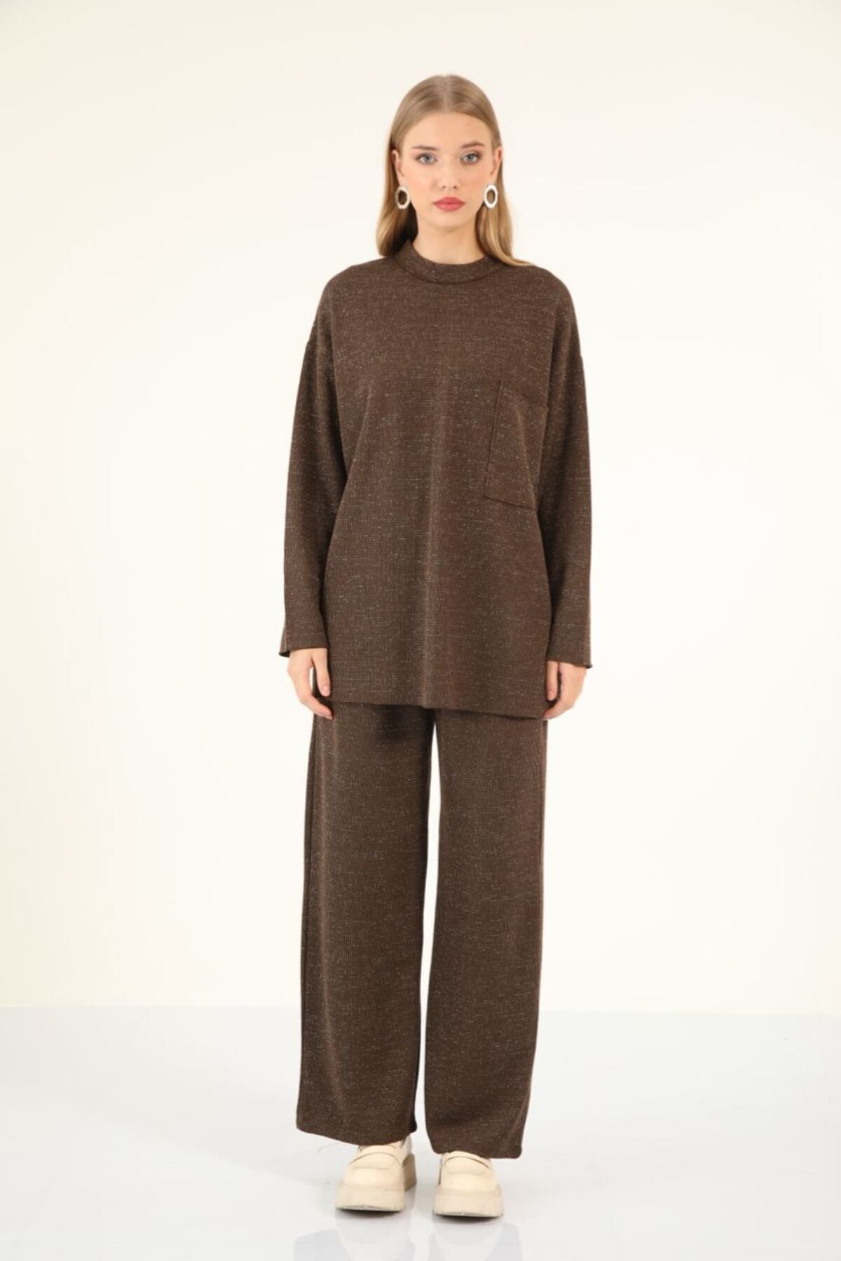 Suede Style 5387 - 3 Craby Arkadan Fermuarlı Cep Detaylı Rahat-Şık Takım