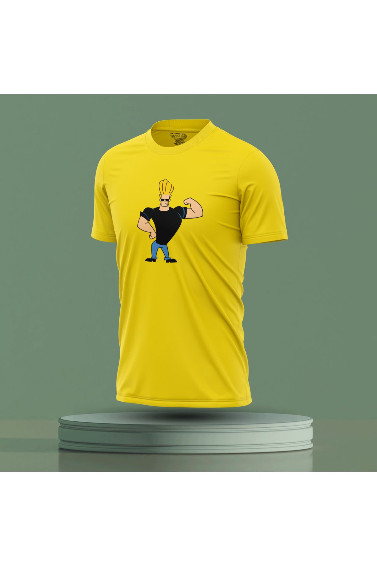 Bulvar Lee Erkek Sıfır Yaka Johnny Bravo Baskılı Yazlık T-Shirt