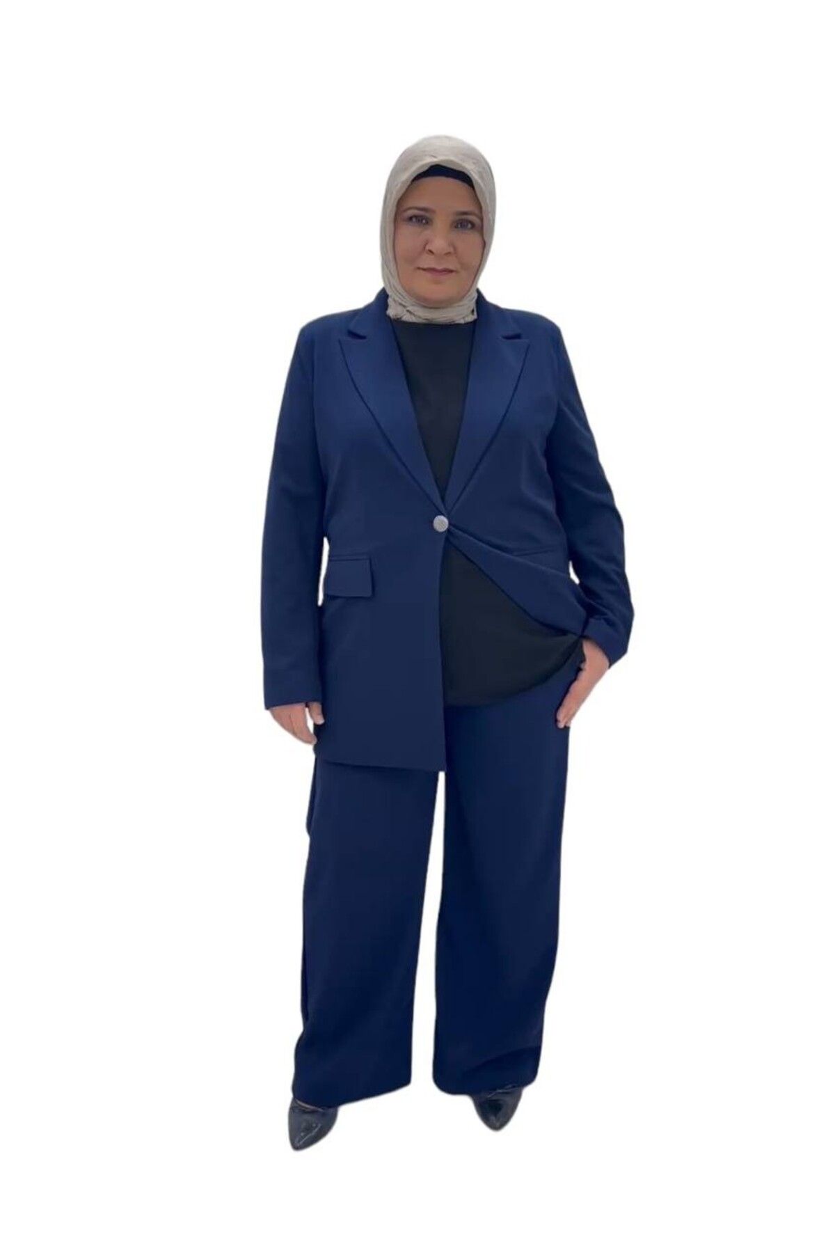 Sevda Kılınç Büyük Beden Likralı Krep Palazzo Pantalon