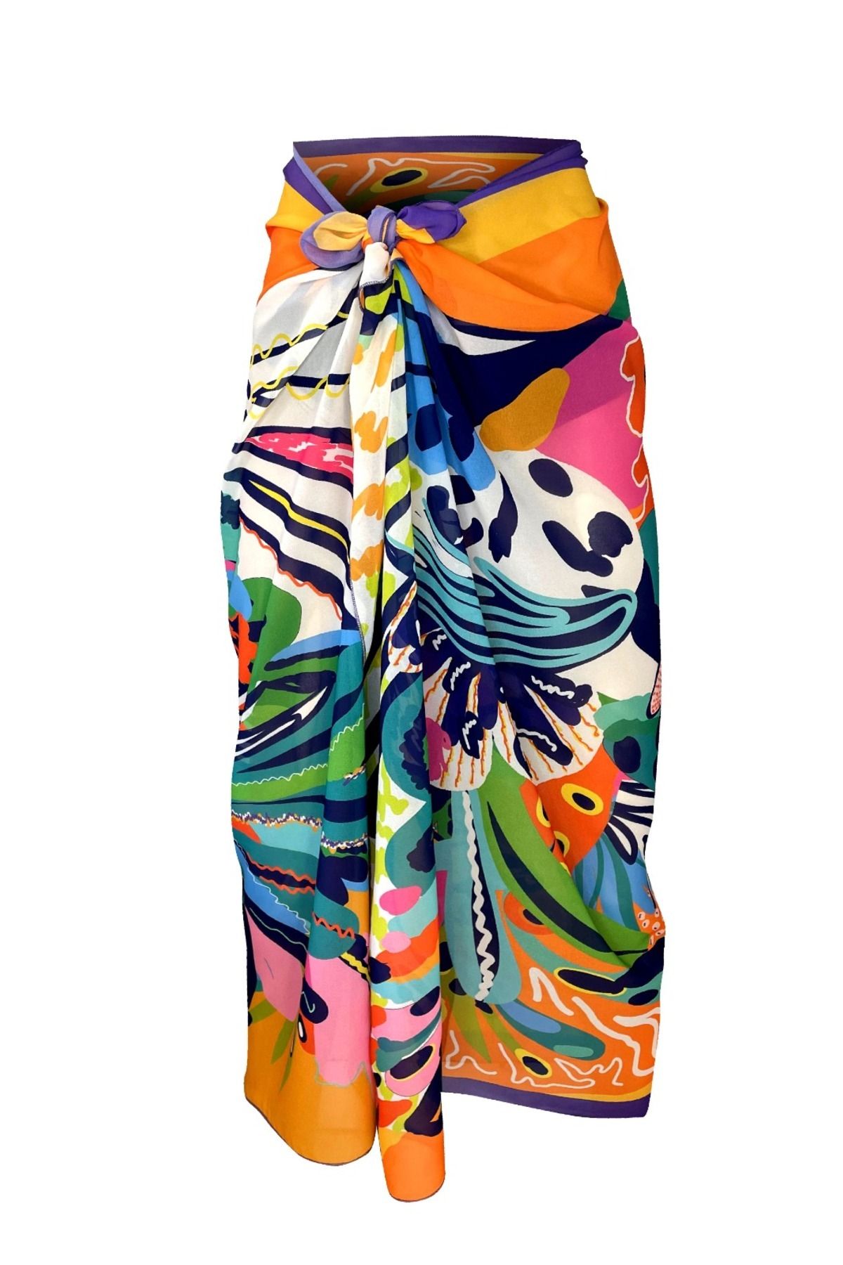 Bolder Shelly şifon lila flower pareo (150*100 cm)