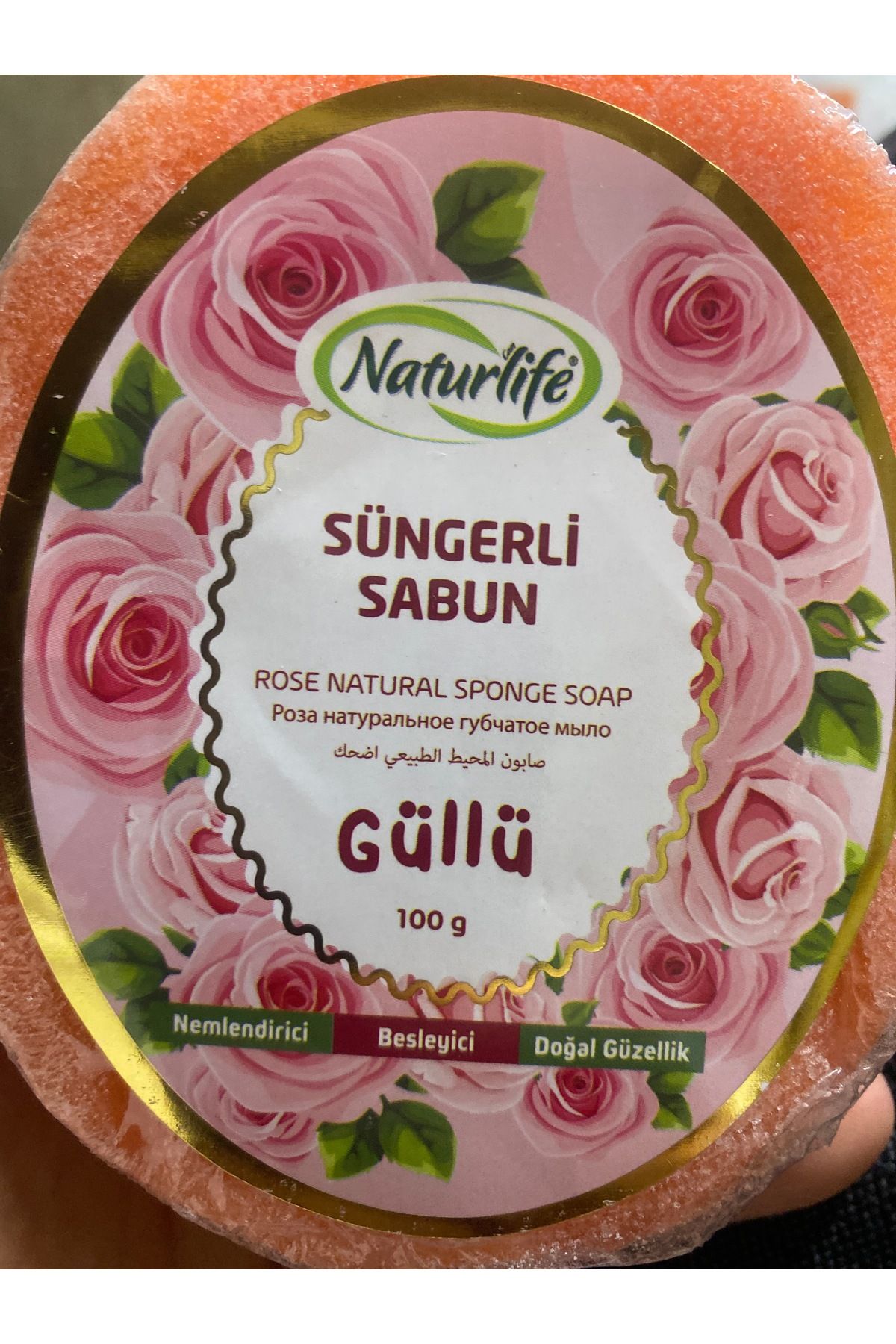 Naturlife Süngerli güllü sabun 100gr