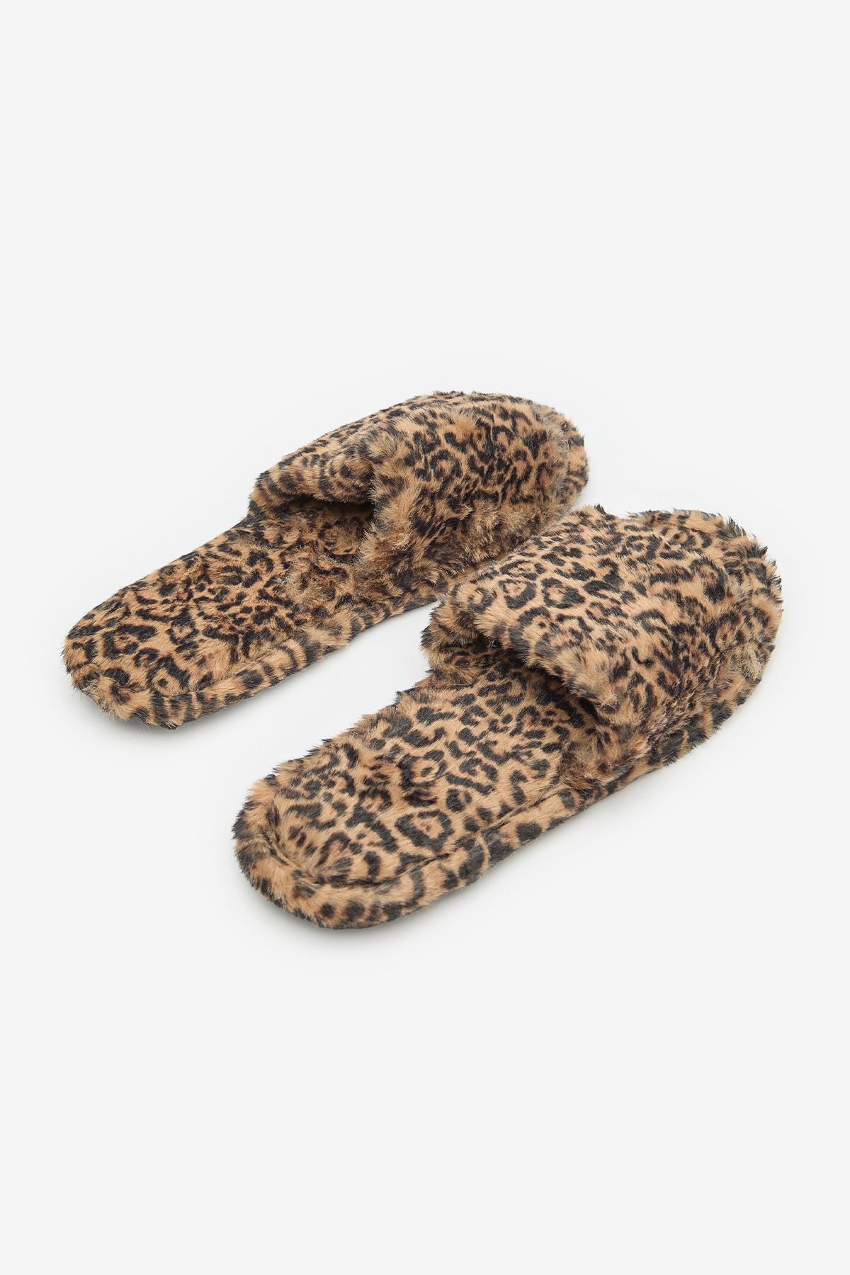 Penti-Leopard Flauschige Beige Hausschuhe 4