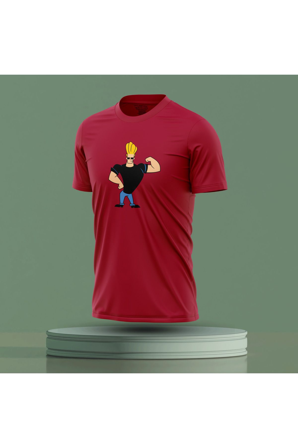 Bulvar Lee Erkek Sıfır Yaka Johnny Bravo Baskılı Yazlık T-Shirt