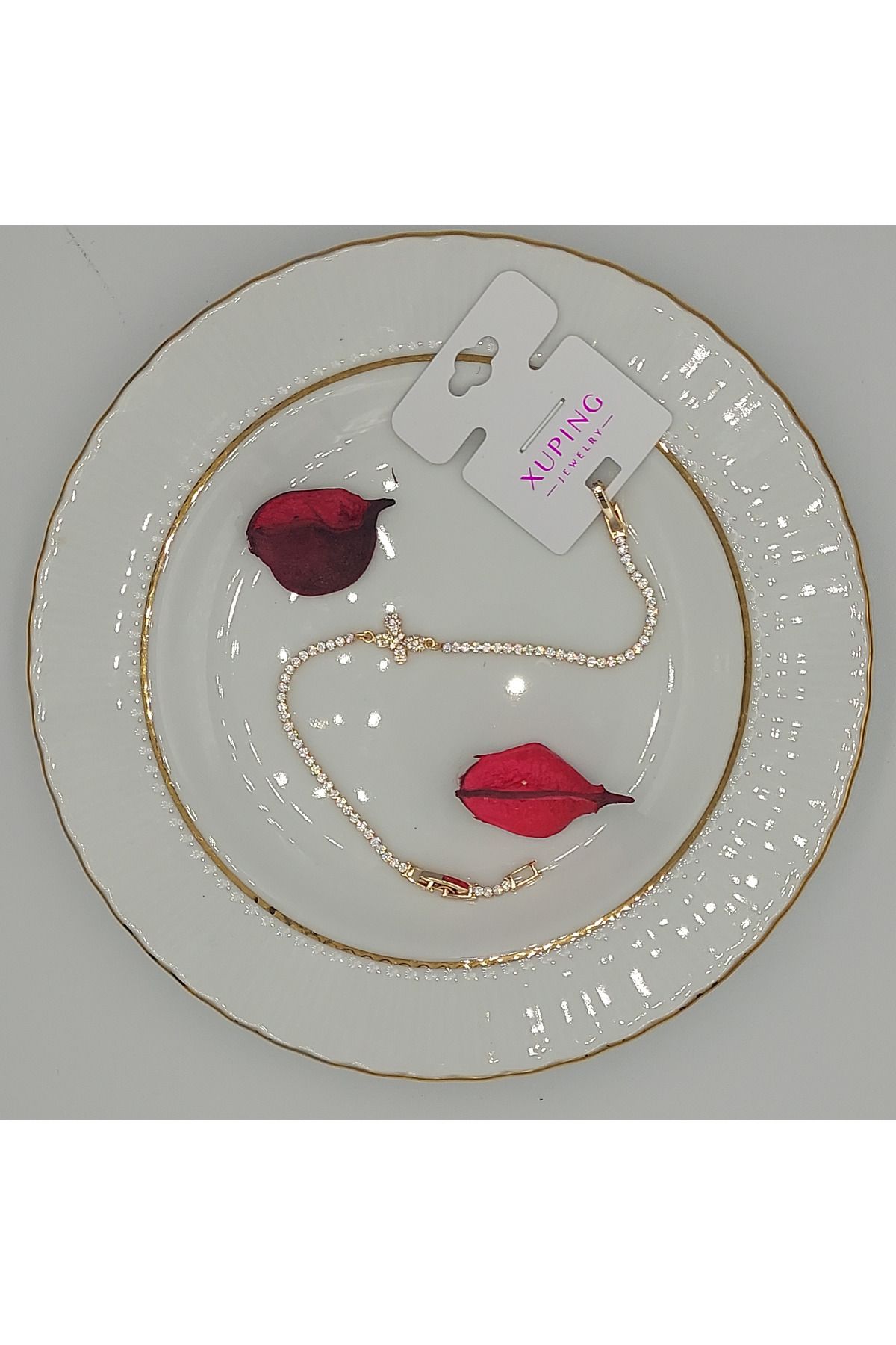 XUPING JEWELRY Xupıng Altın Renk Minimal Çelik Bileklik 17+2 cm